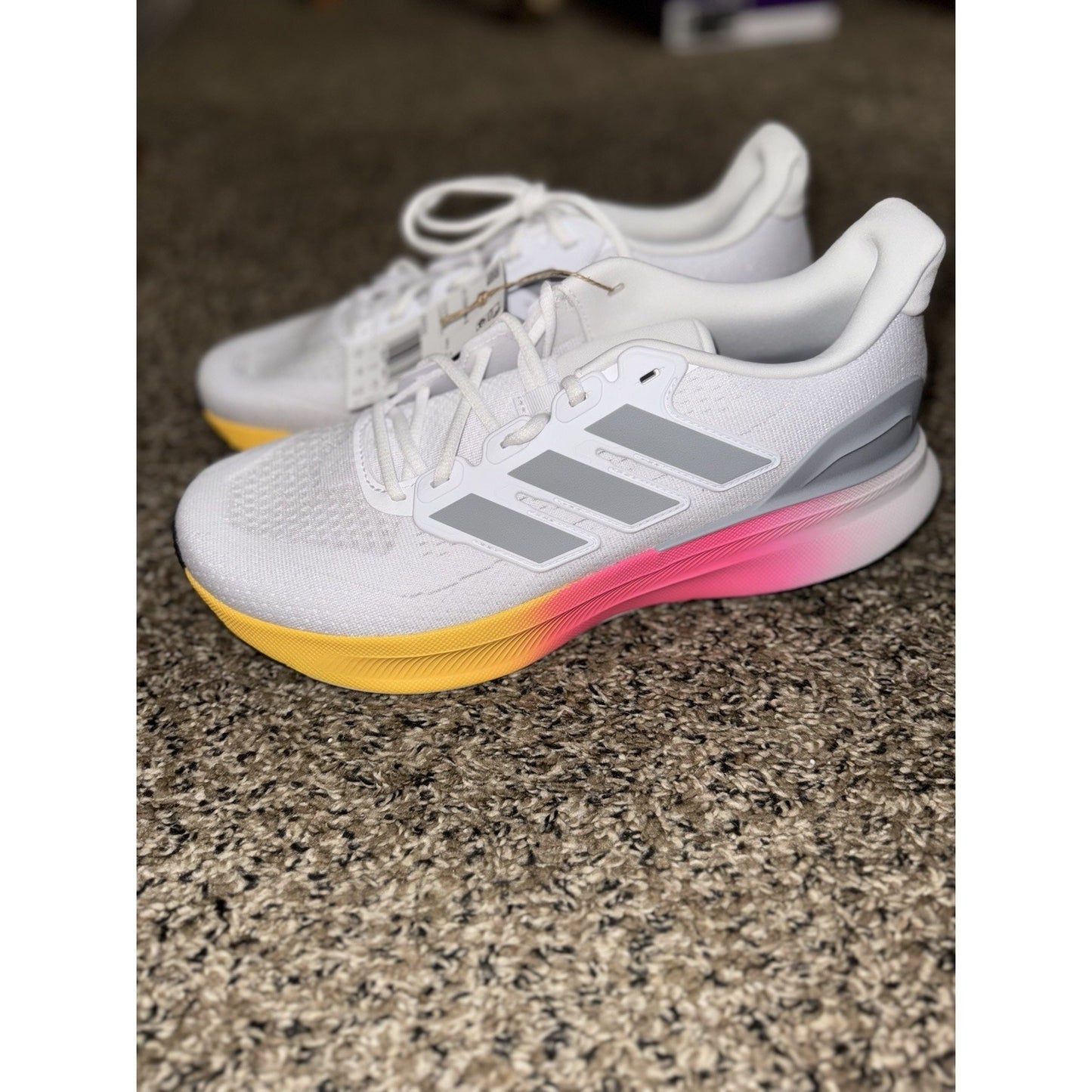 Adidas UltraRun 5 Men's Size 10.5 Athletic Shoes White Multicolor Sneakers BS501