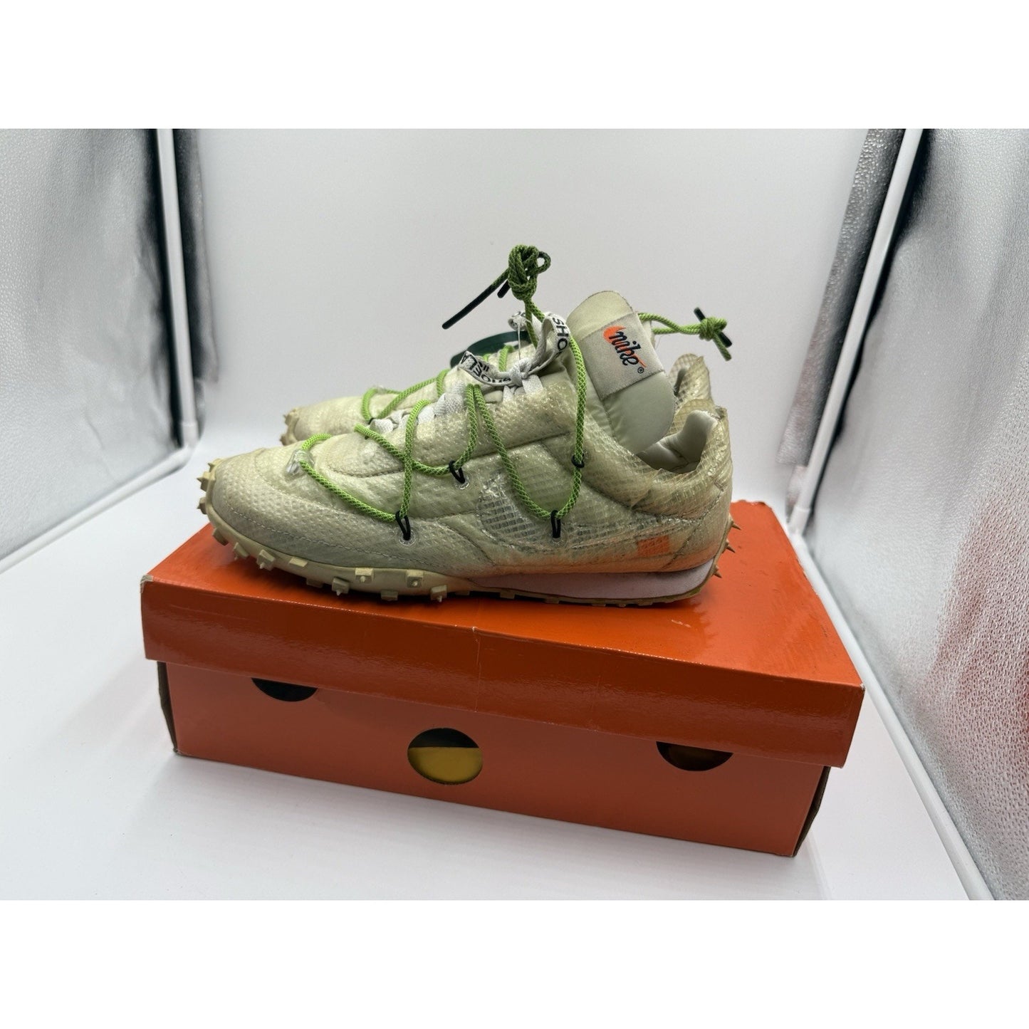 Size 8.5 - Nike Off-White x Waffle Racer Electric Green W