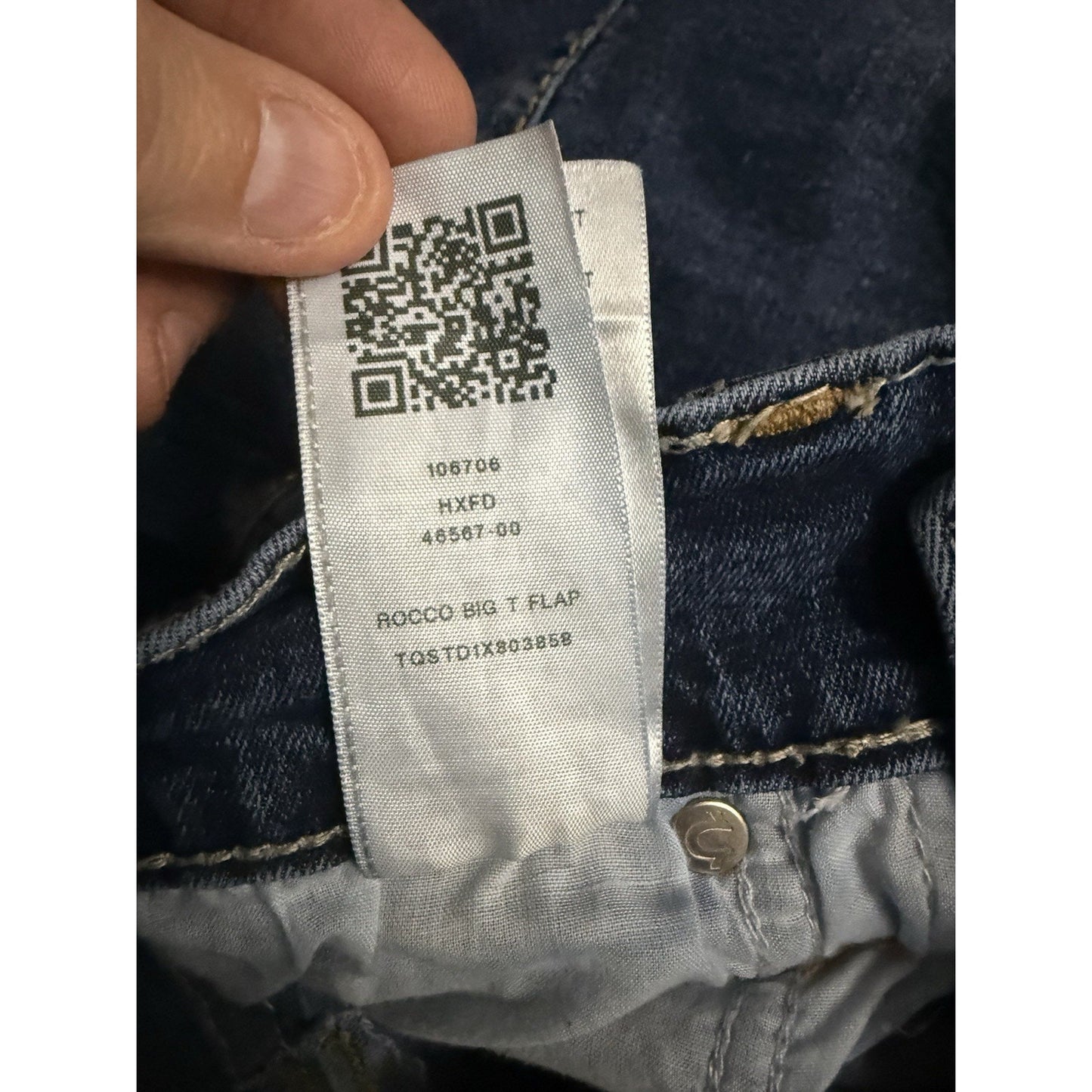 TRUE RELIGION ROCCO BIG T STITCH FLAP RELAXED SKINNY JEANS SZ 34x32