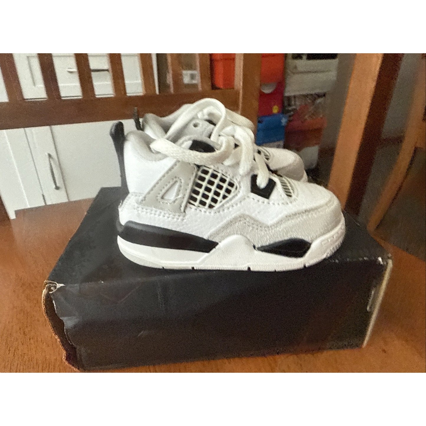 Size 5c - Jordan 4 Retro Military Black (TD) BS0136