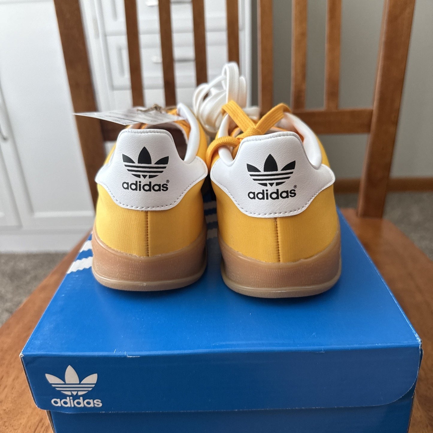 Size 8 Adidas Men's Gazelle Indoor Crew Yellow/Cloud White BS034