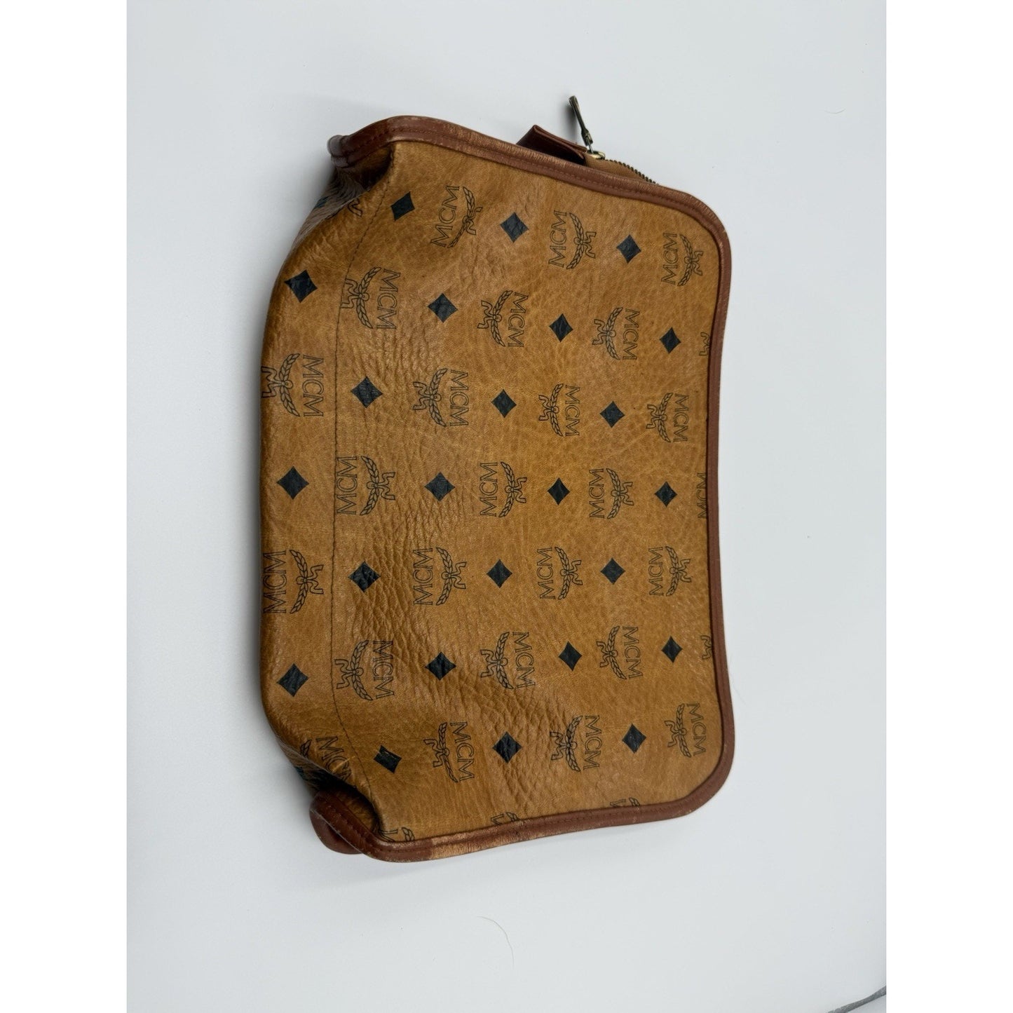 MCM Vicetos Logogram Clutch Bag PVC Brown Auth