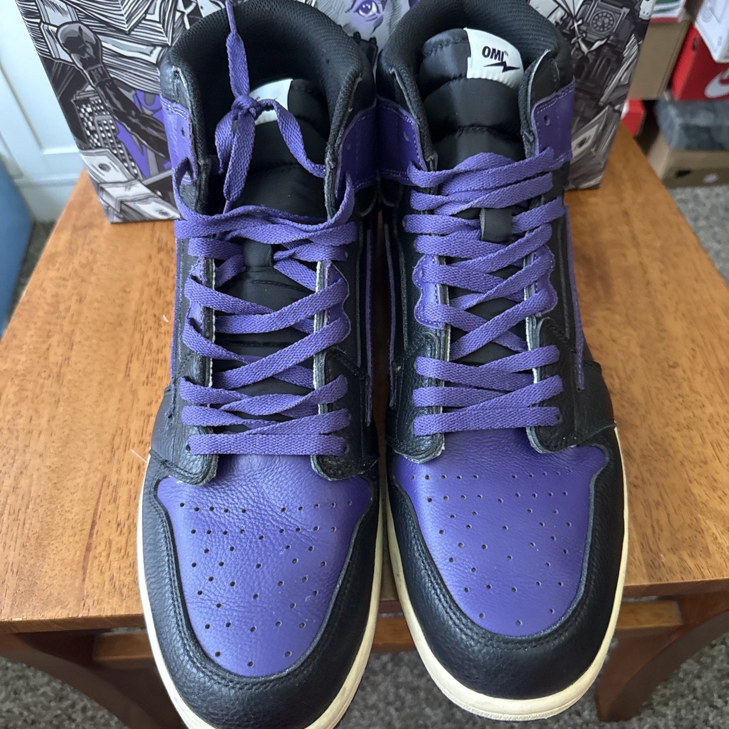 Size 15 Omi Reloaded High Black Purple Shoes BS201