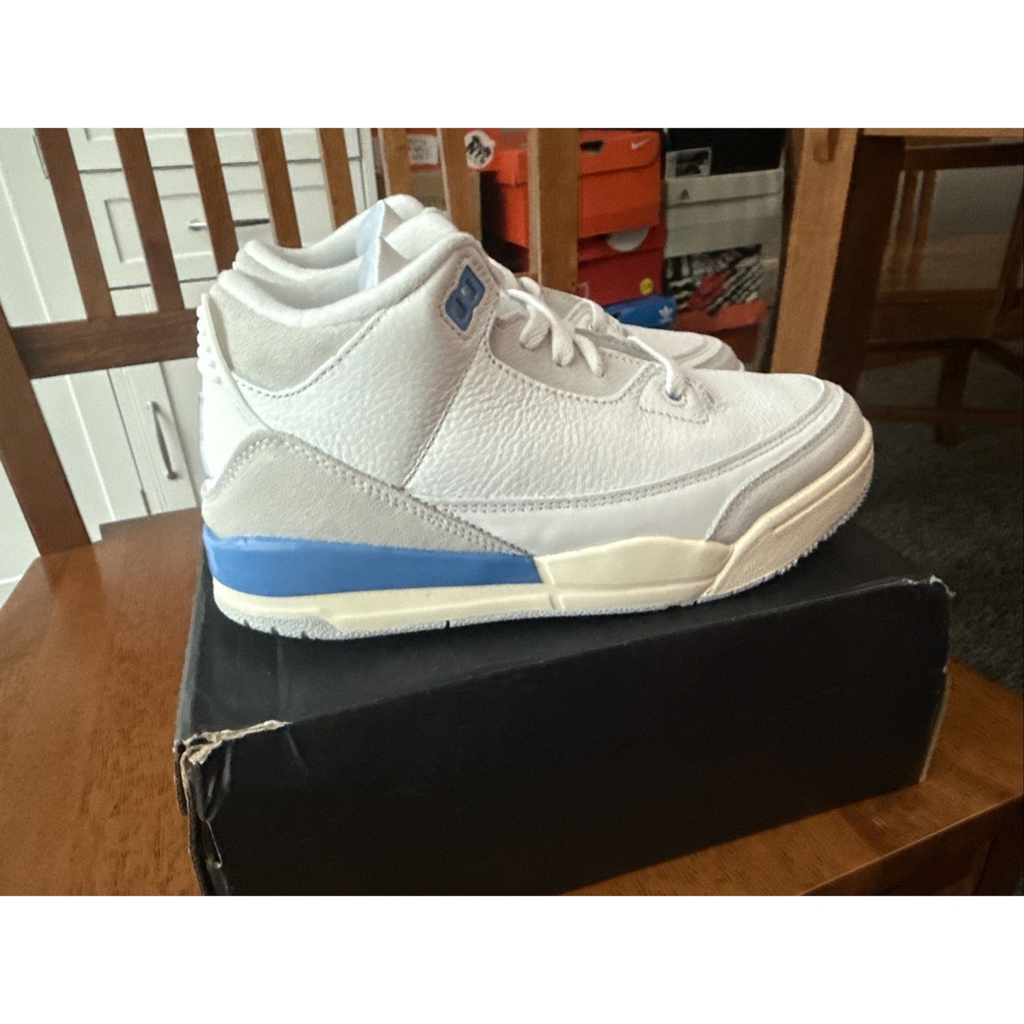 Size 2.5Y Jordan 3 Retro "Lucky Shorts" Summit Wht/Blue (DM0966 101) BS143