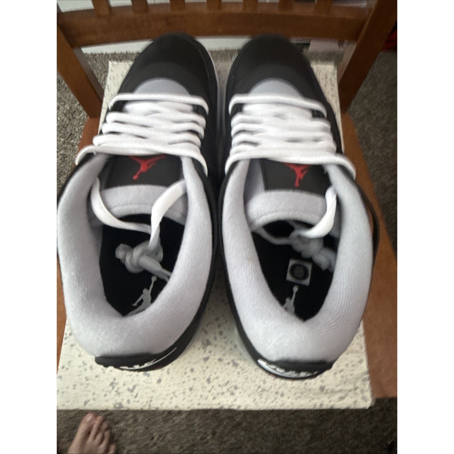 Nike Men's Air Jordan 4 RM PRM Sneakers Leather Black Grey Size 13 BS147