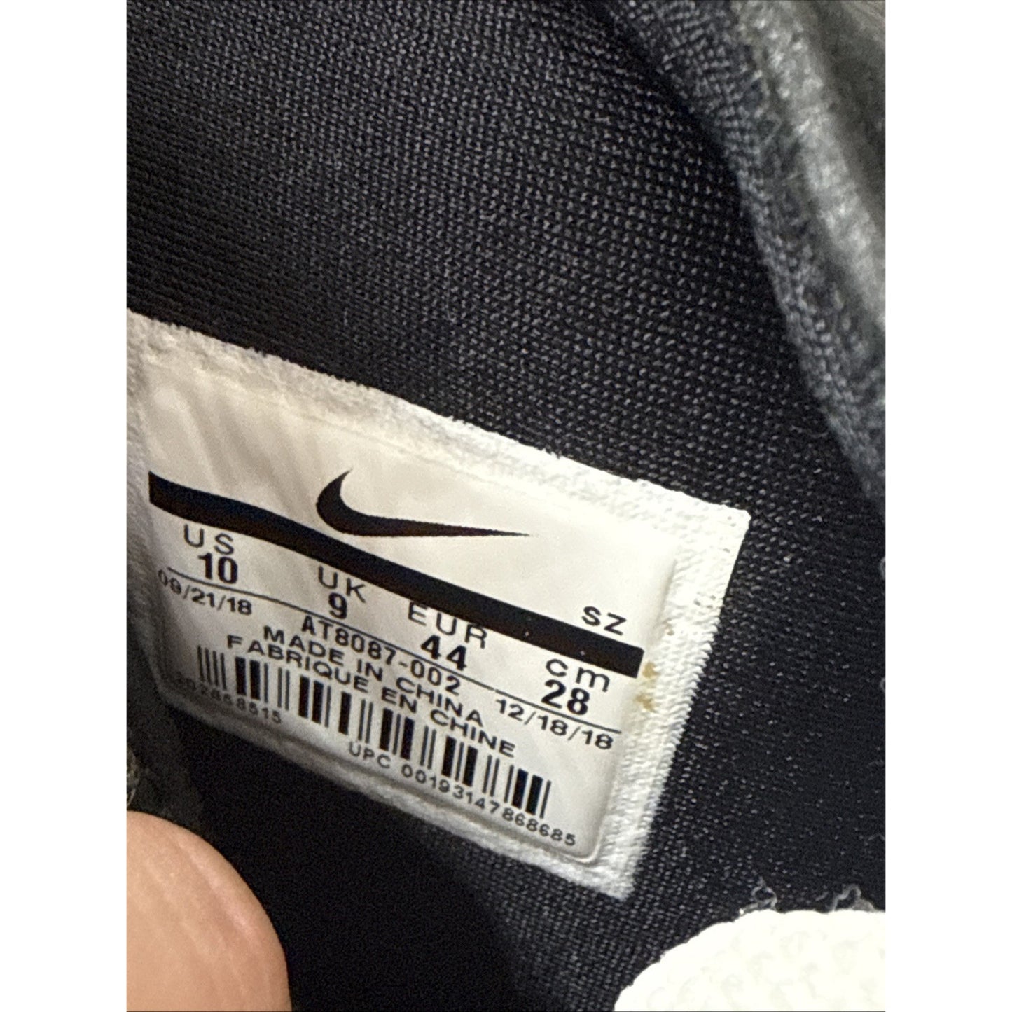 Size 10 - Nike Air Fear Of God Raid Black