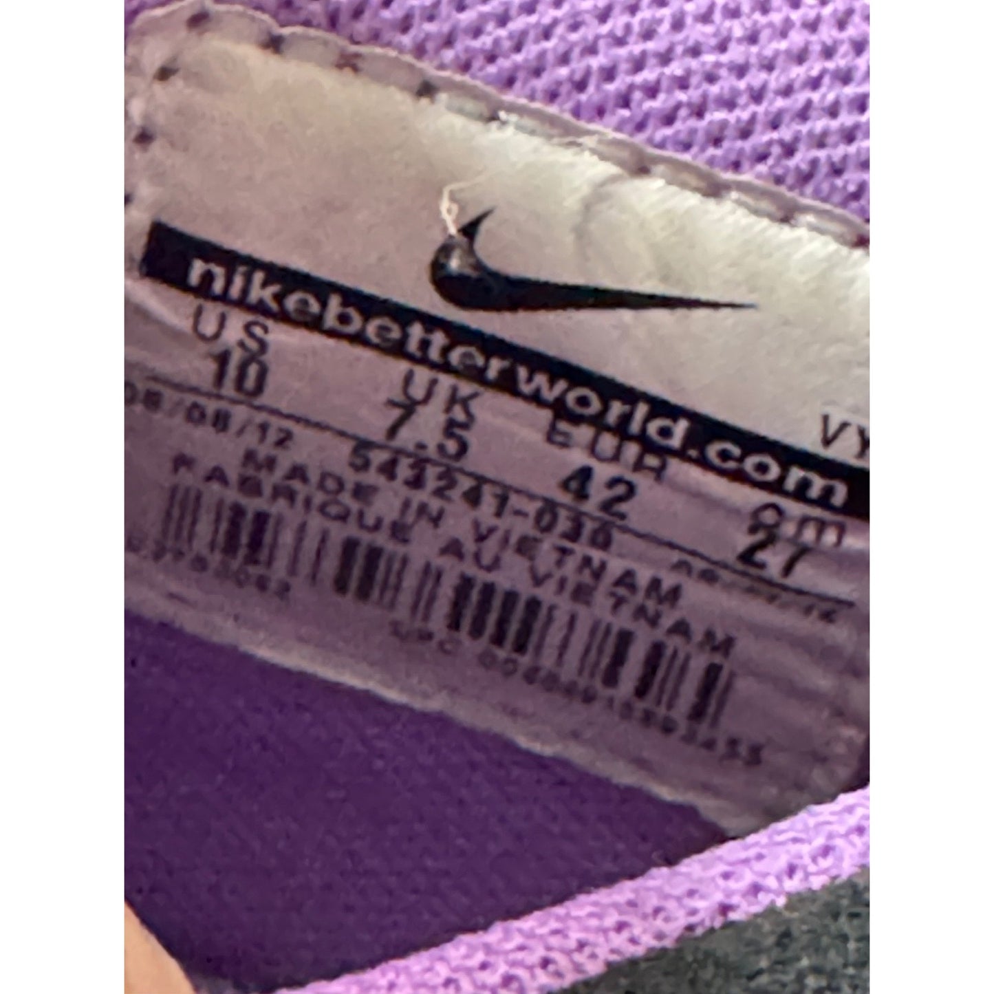 Nike Dunk Low Skinny Print Black White Purple Size 10 Womens 543241 030 Rare