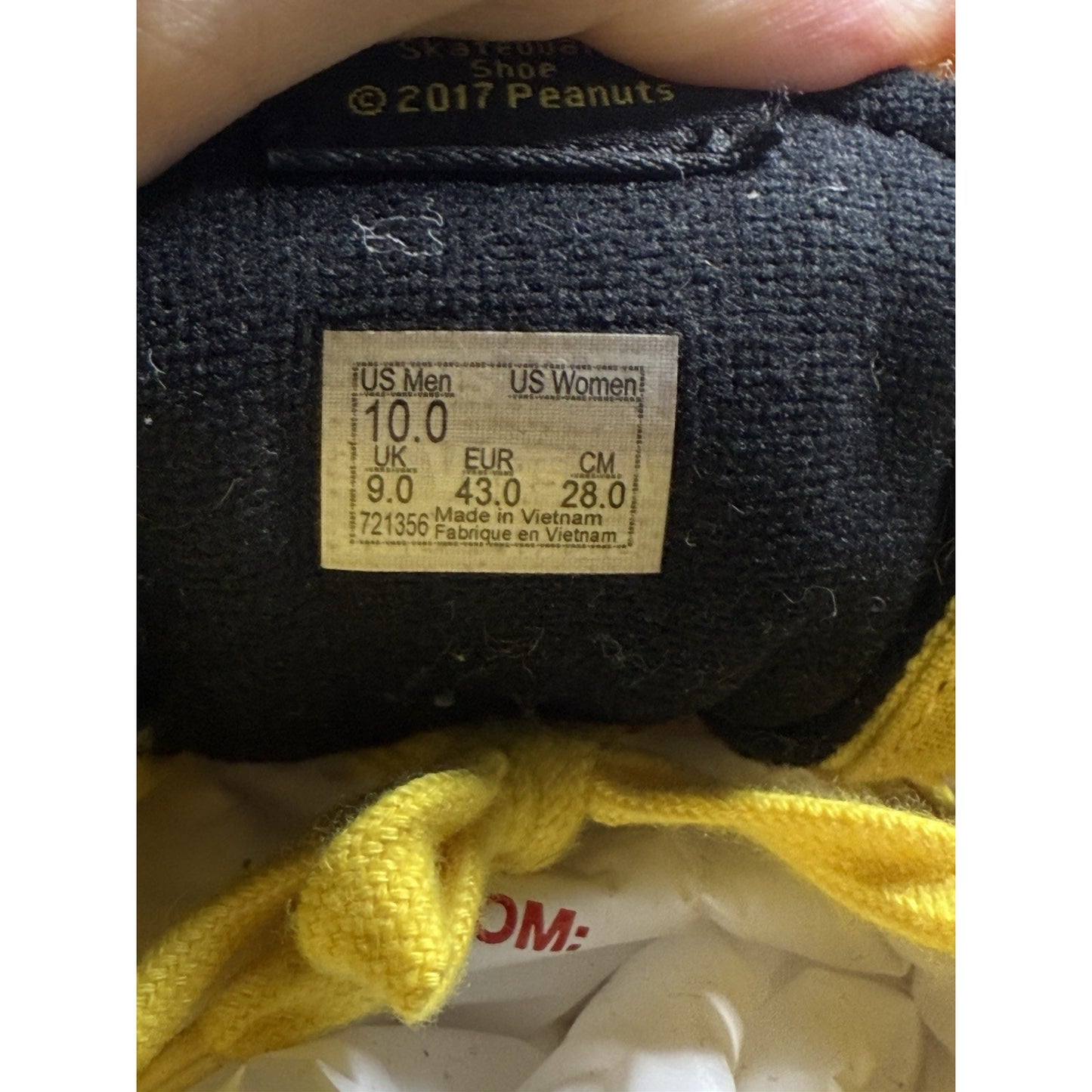 Size 10 - VANS Peanuts x Sk8- High Charlie Brown Maize