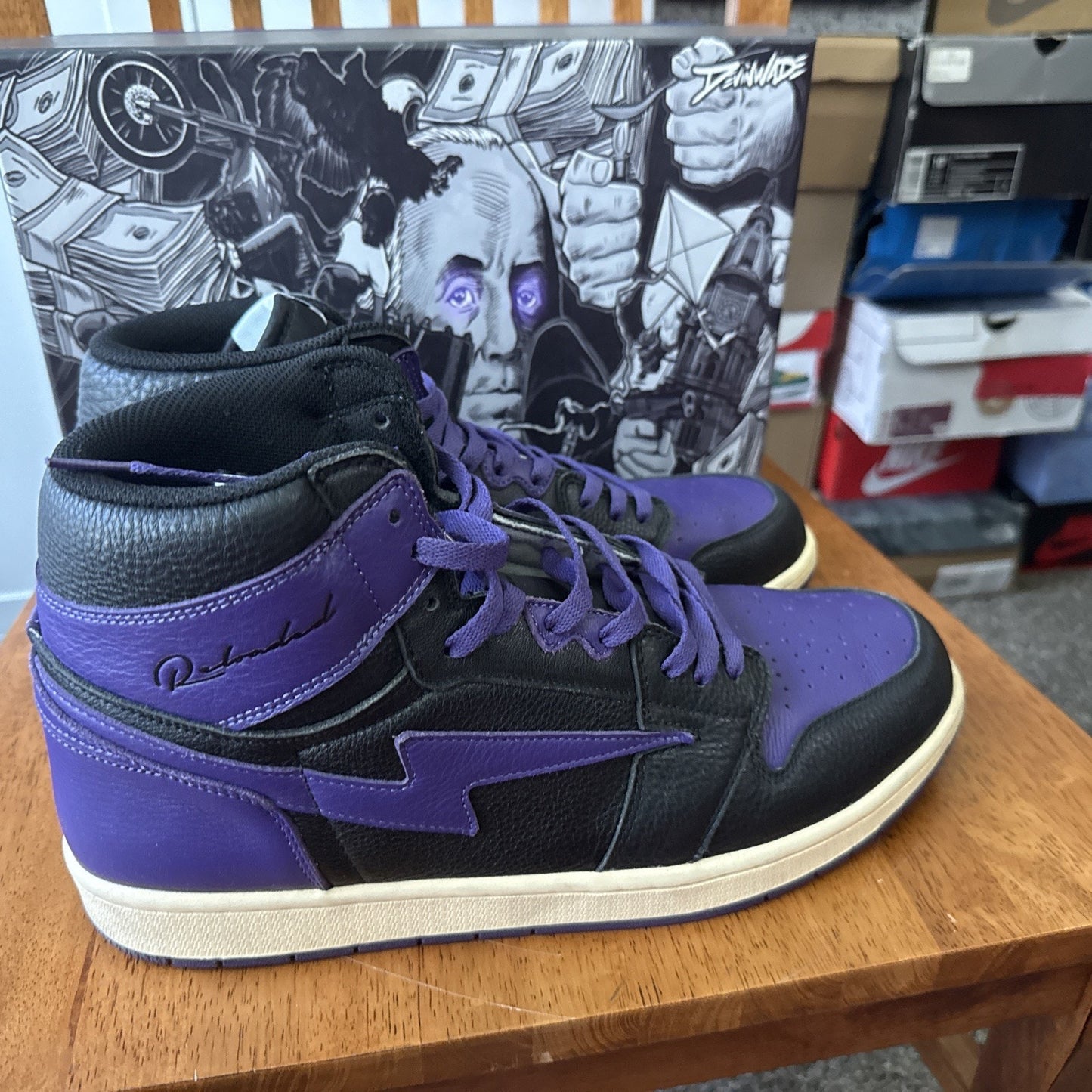 Size 15 Omi Reloaded High Black Purple Shoes BS201