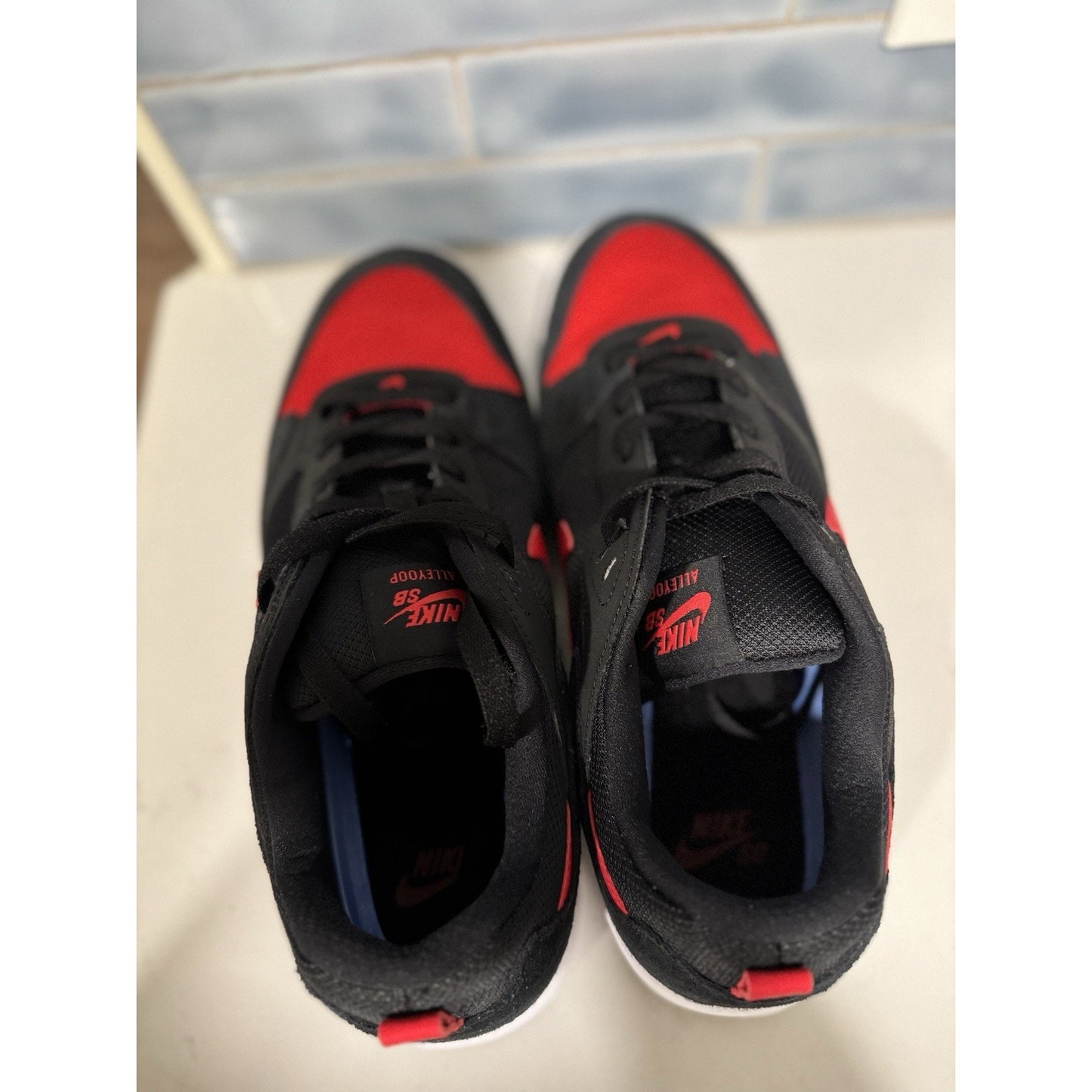 NIKE SB Alleyoop Black/University Black-Red Skateboard Sneakers Size 11.5 New