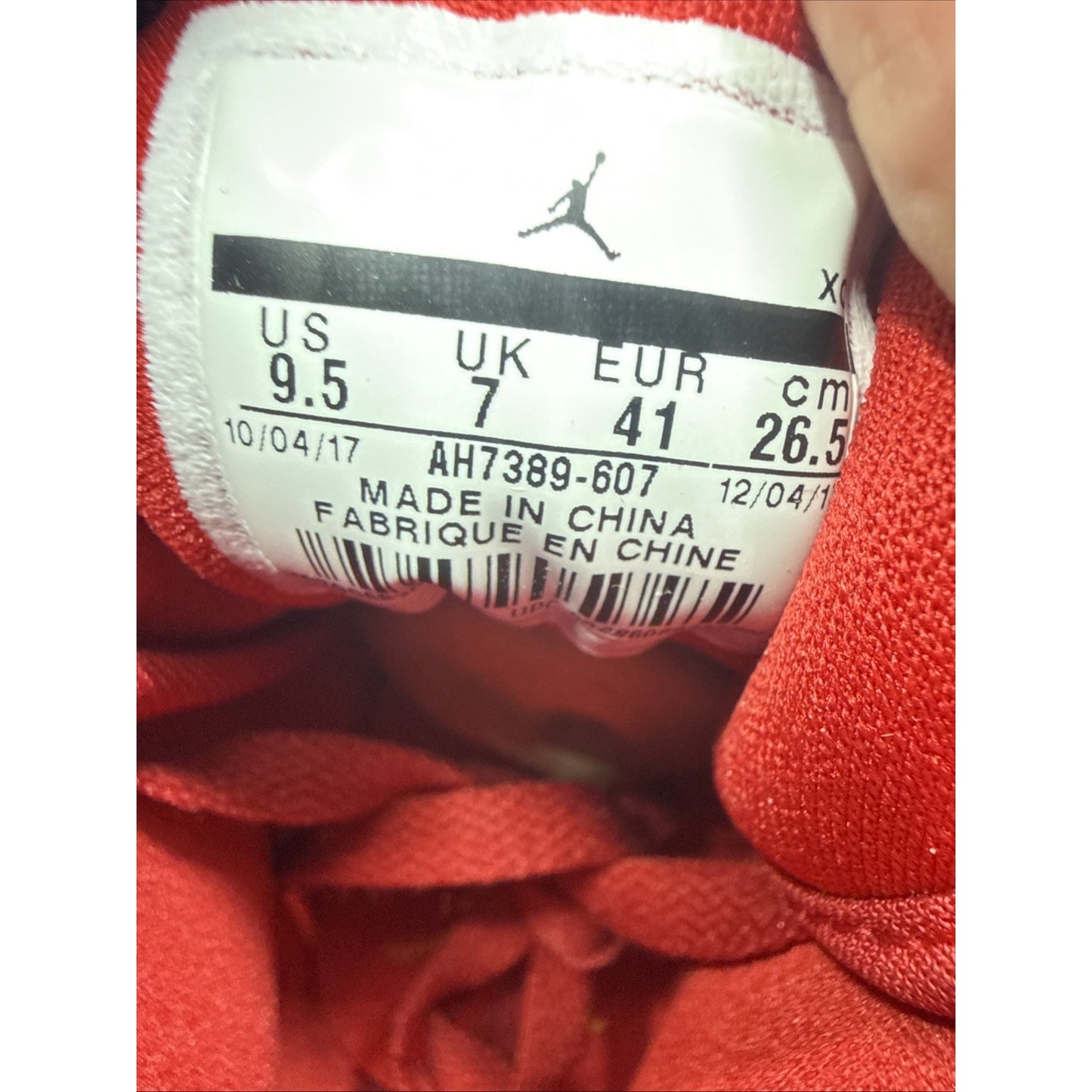 Size 9.5 - Air Jordan 1 Retro Premium High Dipped Toe - Red W