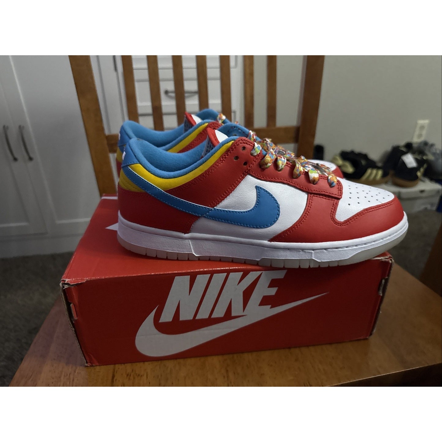 Size 8 - Nike Dunk Low x LeBron James x Fruity Pebbles Red BS110