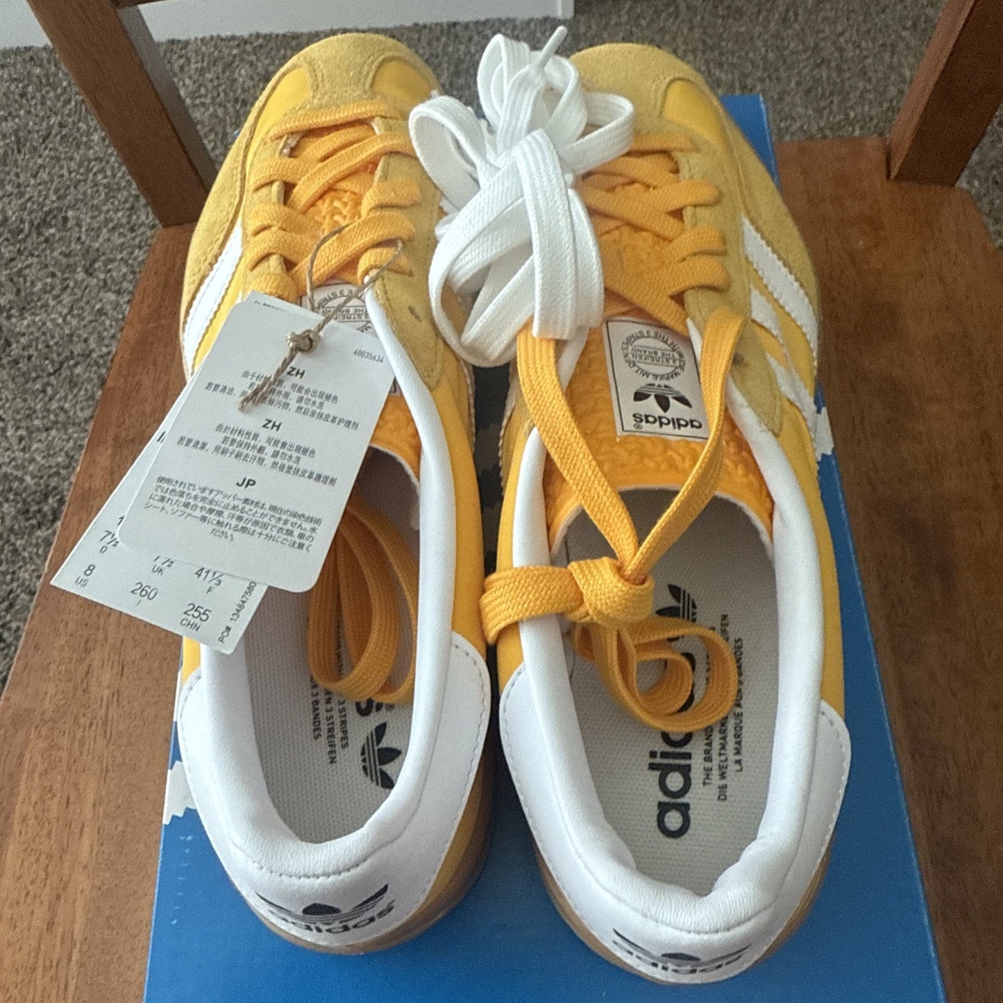 Size 8 Adidas Men's Gazelle Indoor Crew Yellow/Cloud White BS034