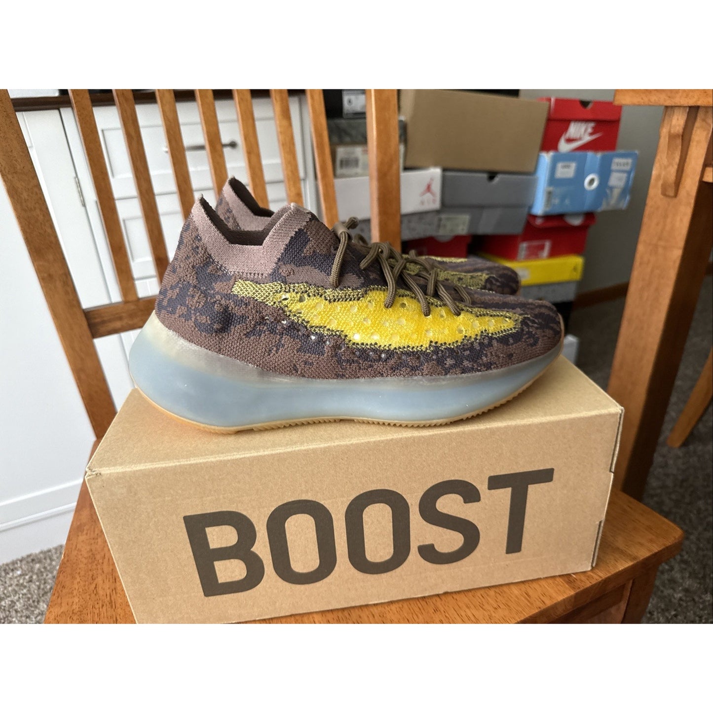 Size 9.5 adidas Yeezy Boost 380 Slip On Mens Brown Sneakers Casual Shoes BS251