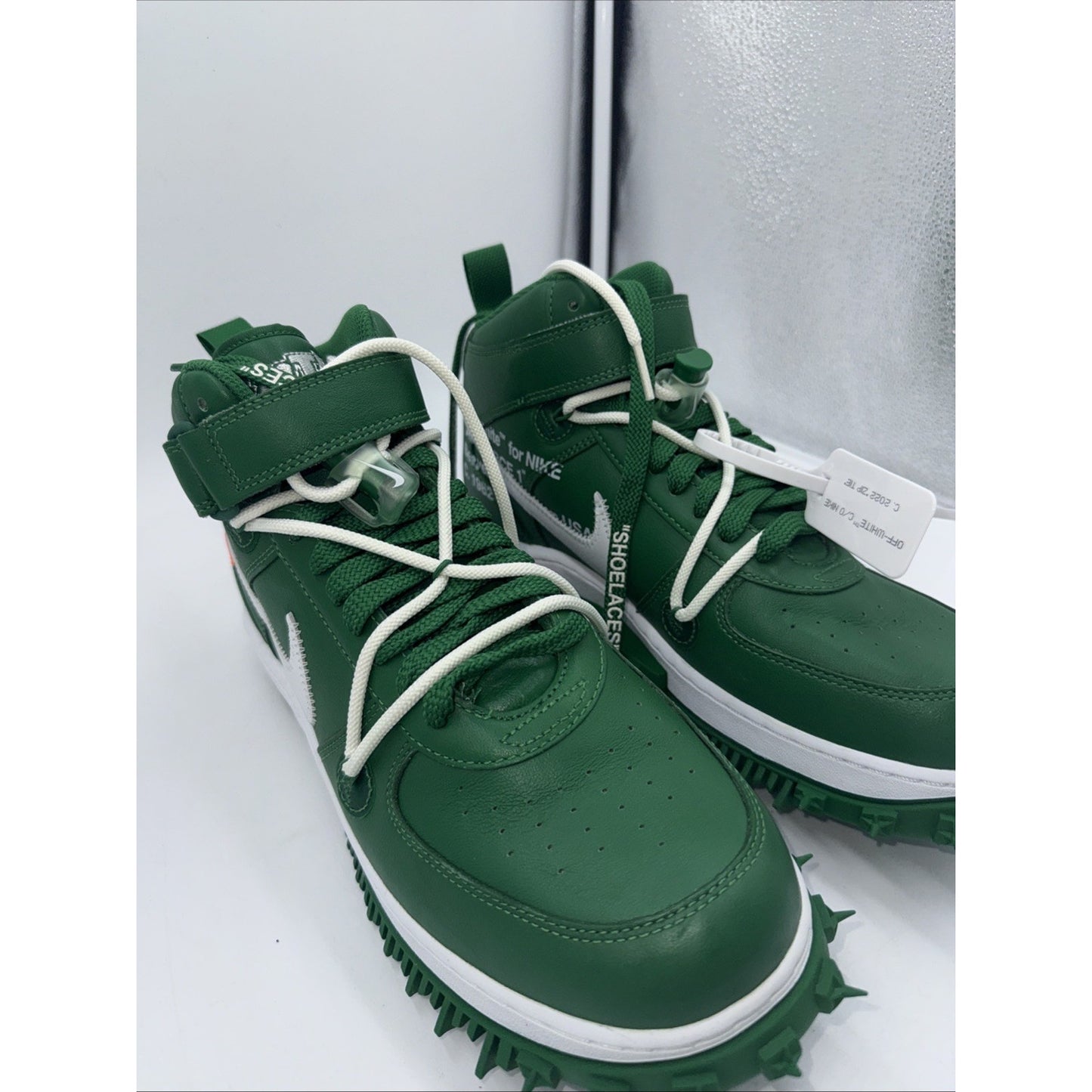 Size 10.5 - Nike Off-White x Air Force 1 SP Leather Mid Pine Green