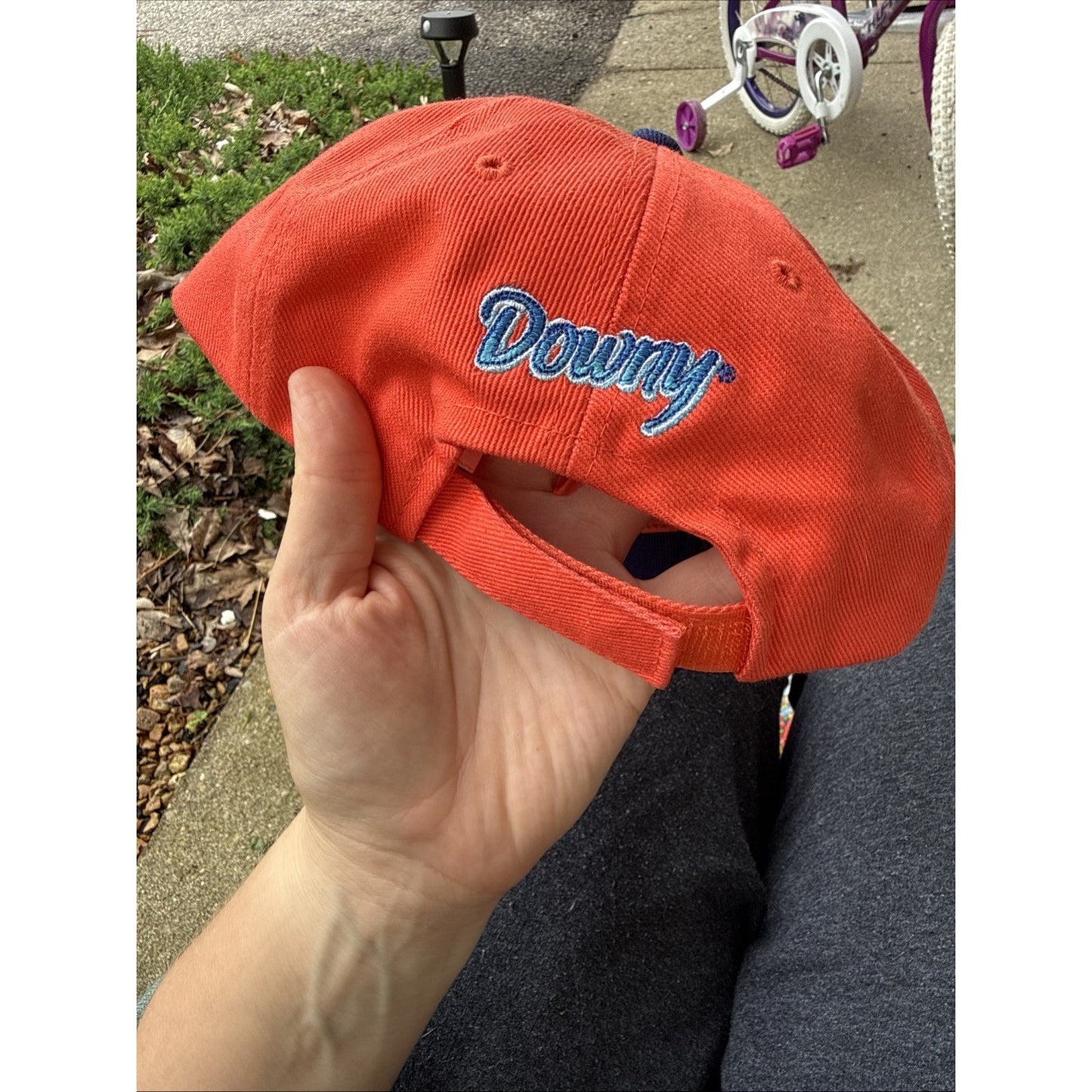 Vintage TIDE RACING Hat SCRUNCH STRAPBACK Baseball Cap DOWNY Retro ORANGE & BLUE
