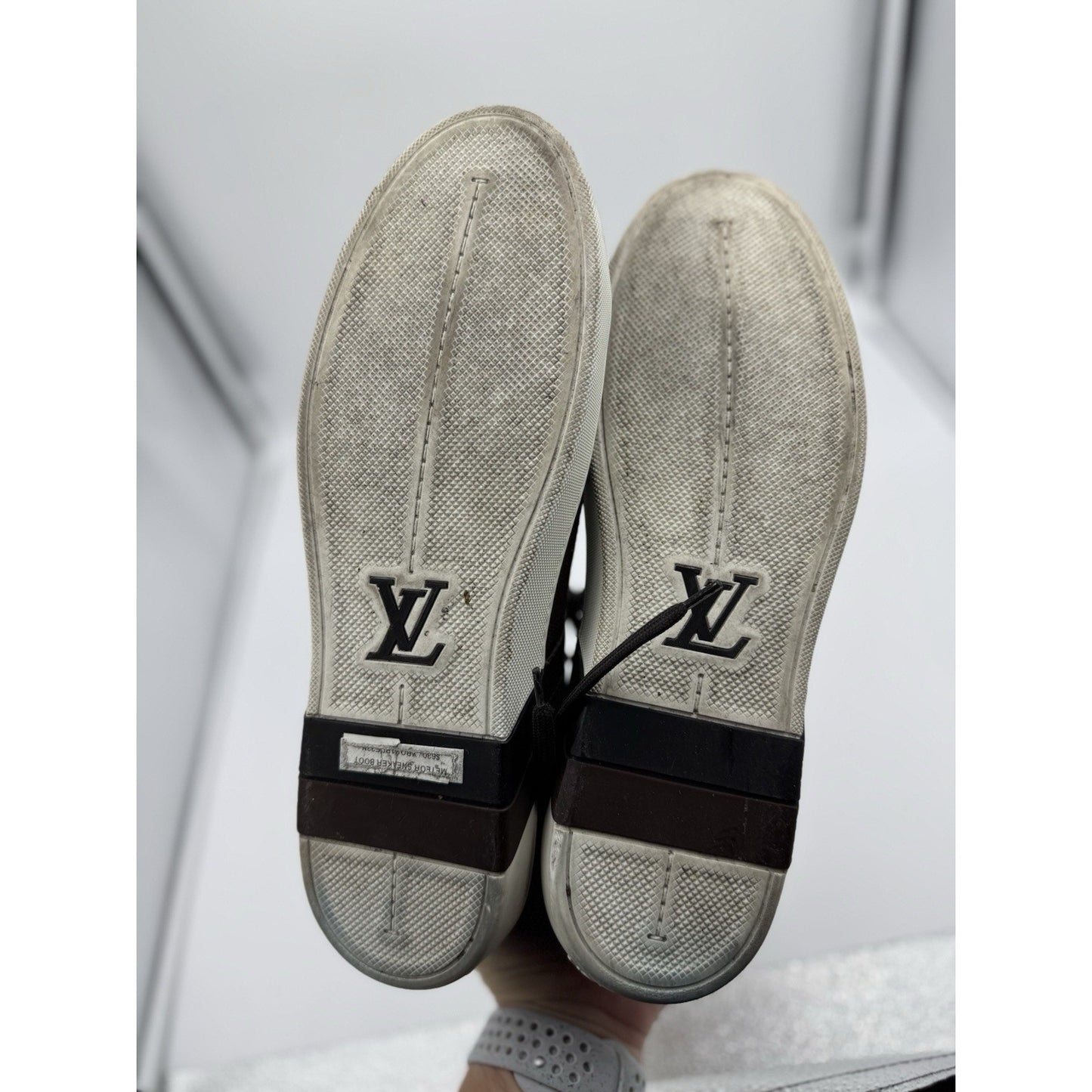 Men's Louis Vuitton Brown Leather Damier Sneakers US 8.5