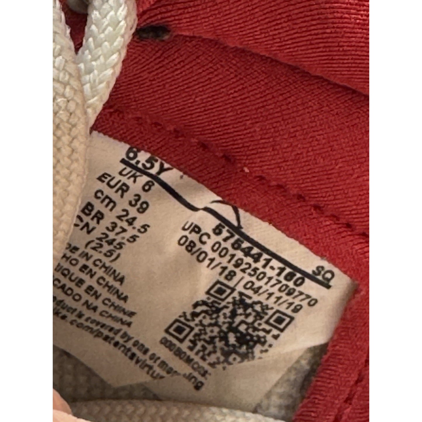 Size 6.5 (GS) - Jordan 1 High Retro Phantom White Red