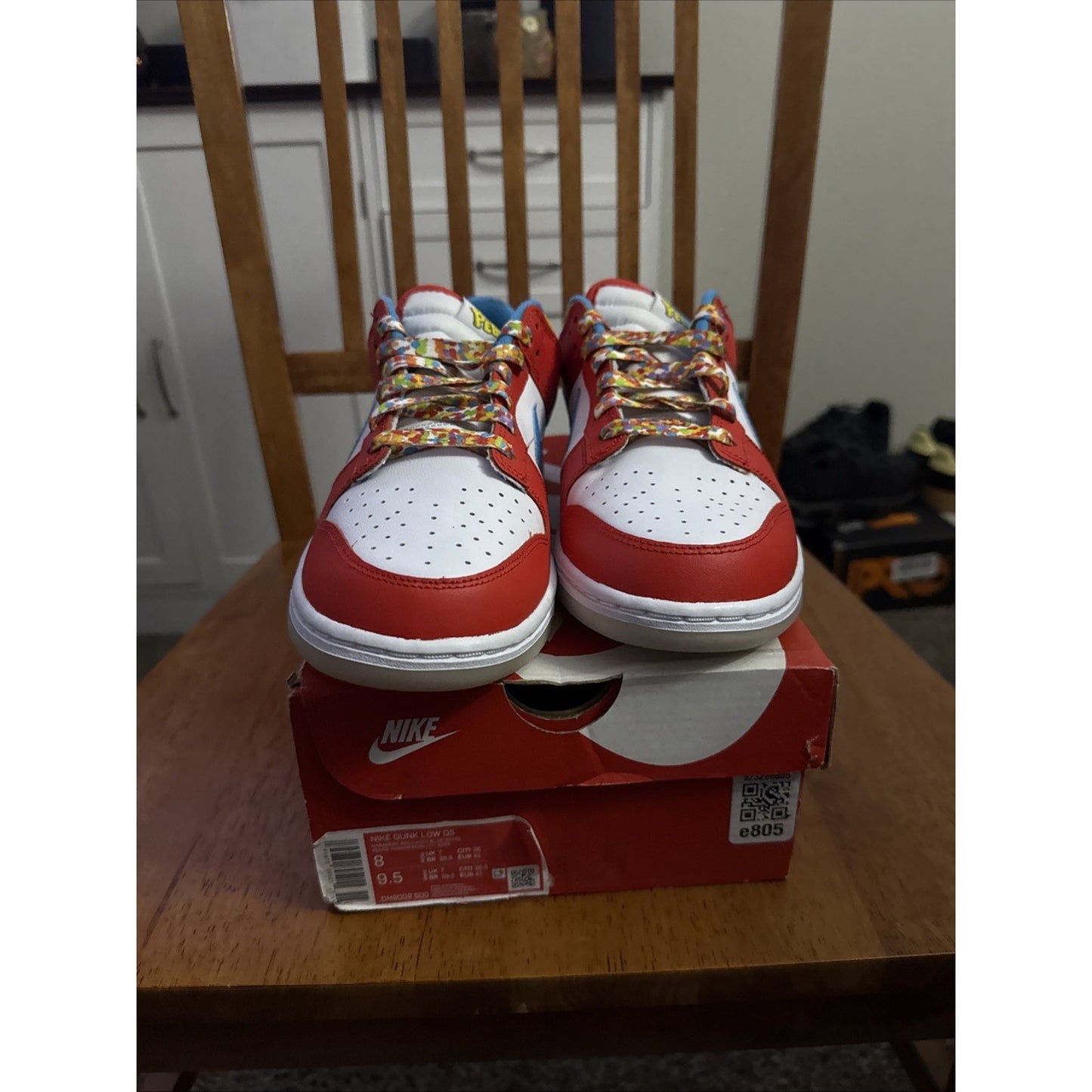 Size 8 - Nike Dunk Low x LeBron James x Fruity Pebbles Red BS110