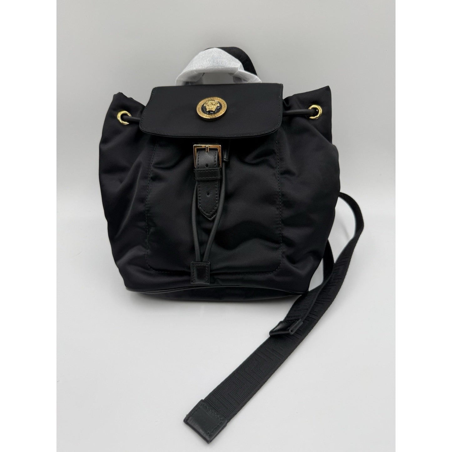 Versace Mini Nylon Medusa Drawstring Backpack Bag