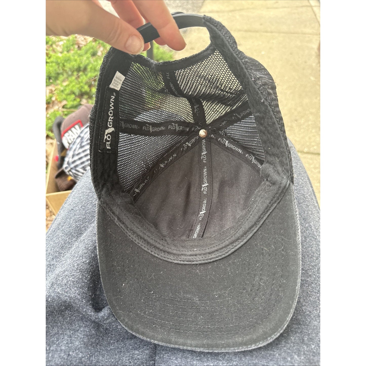 FLO GROWN TRUCKER HAT CAP ADJUSTABLE SNAPBACK BLACK GRAY