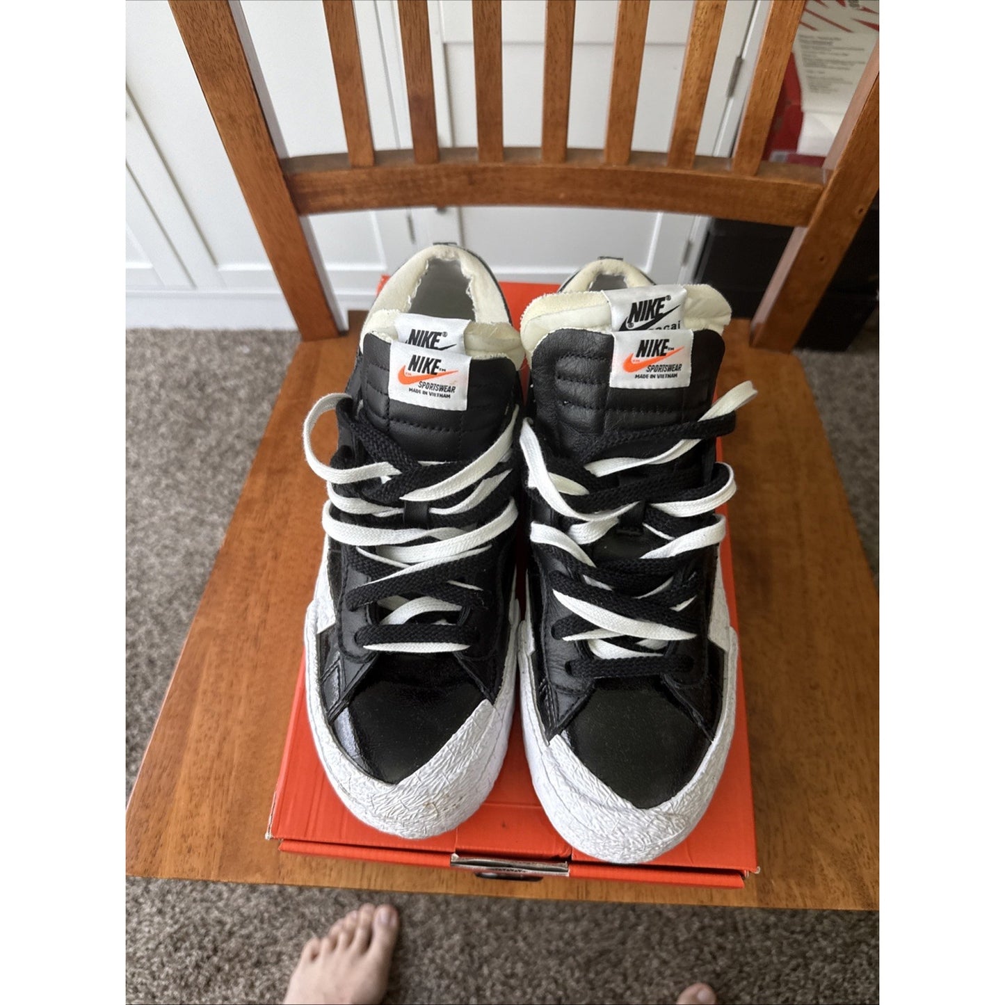 Size 7.5 - Nike sacai x Blazer Low Black Patent BS233