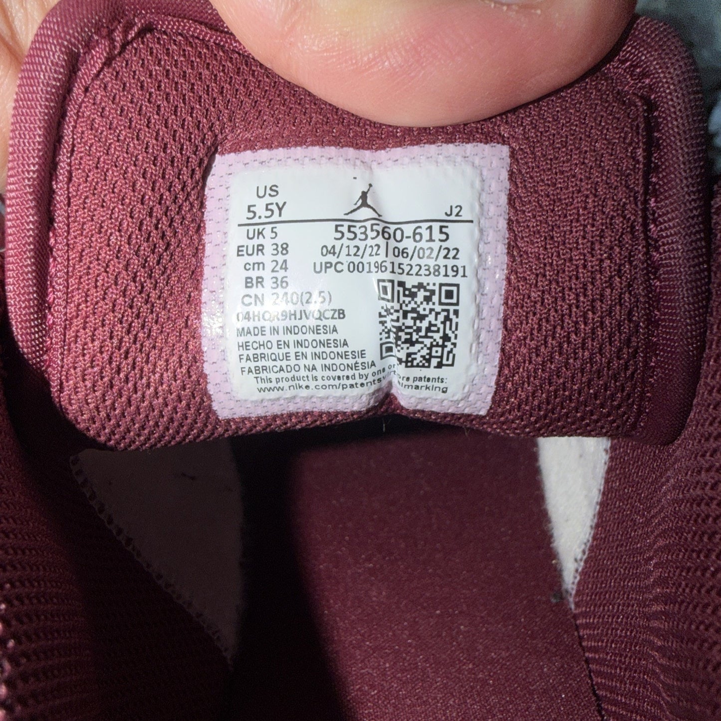 Size 5.5y Jordan 1 Low Bordeaux 55356065