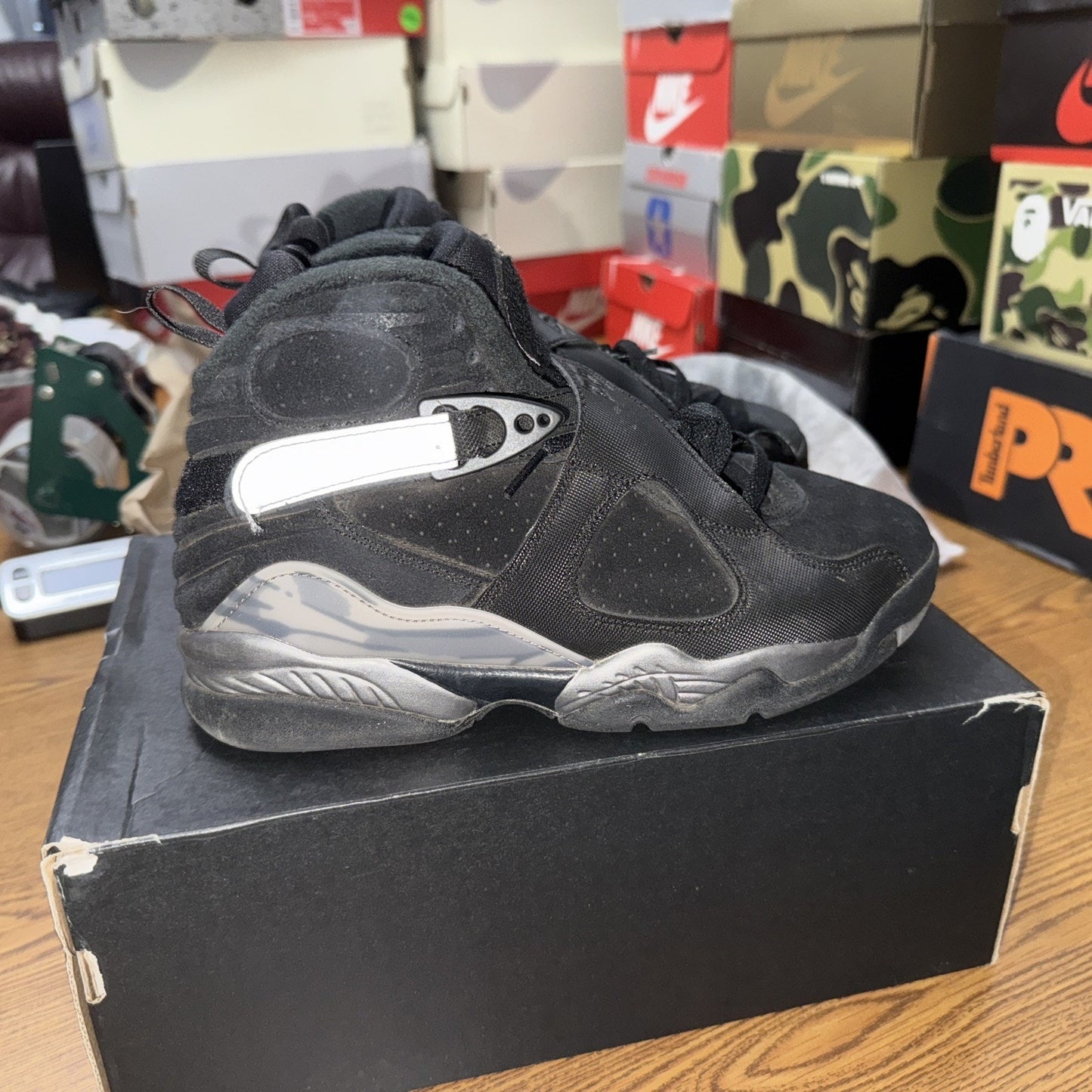 Size 6 Big Kid's Jordan 8 Retro WNTR Blck/Gunsmoke-Metallic Silver (FN5190 001)