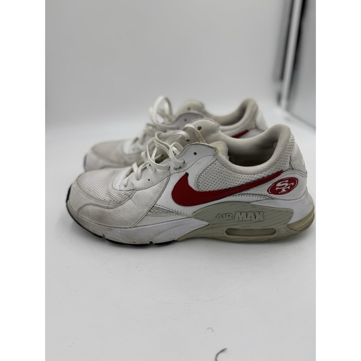Size 11.5 - Nike Air Max Excee White Custom 49ers Painted On Them