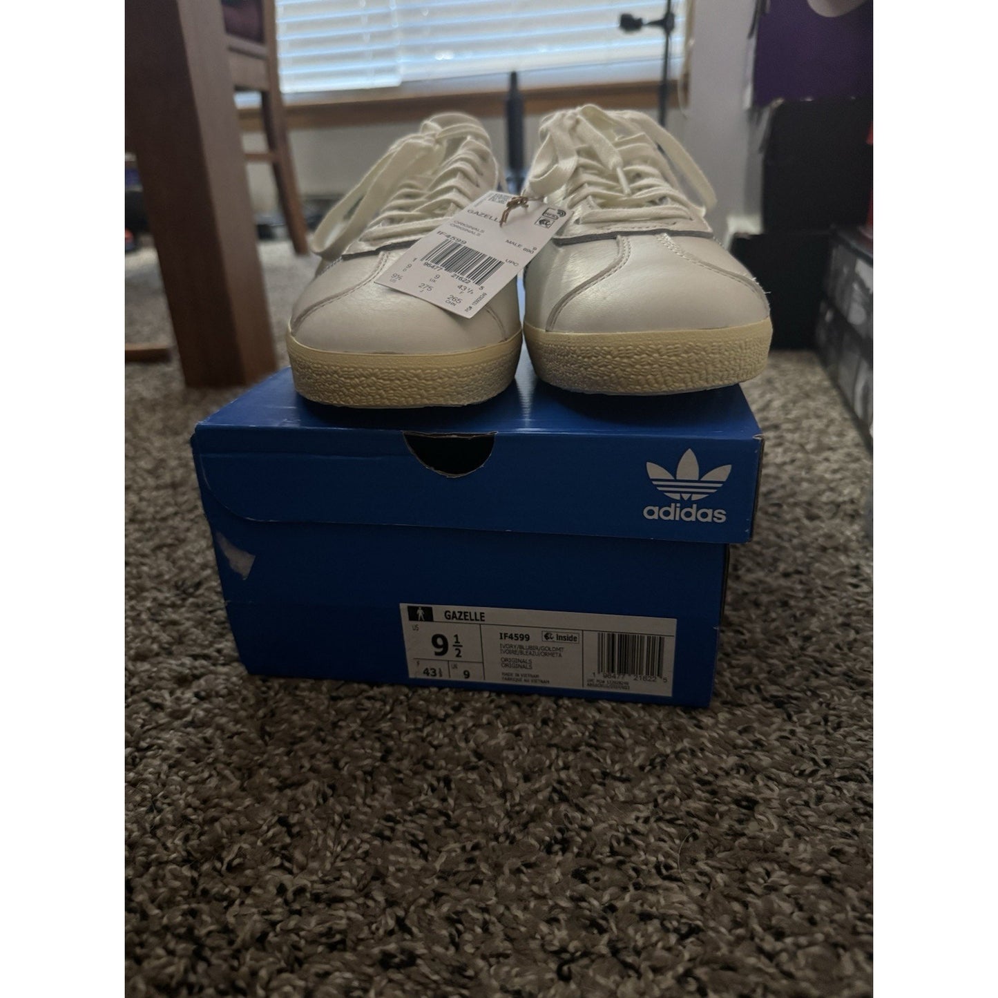 Size 9.5 Adidas Gazelle - Gazelle 'Ivory Bluebird' Shoe Palace Exclusive - IF4599 BS339