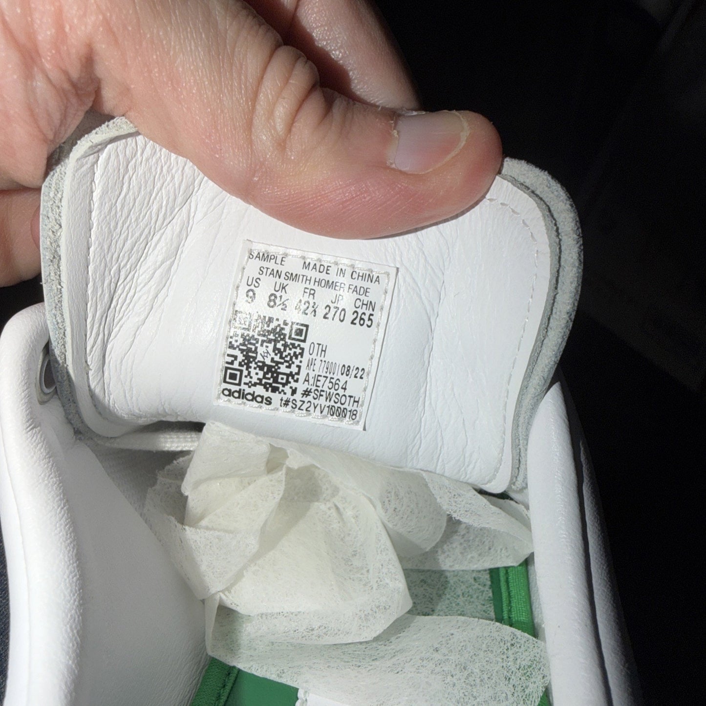 Size 9 Adidas Stan Smith x The Simpsons "Homer Simpson" Sneaker Sample Tagged