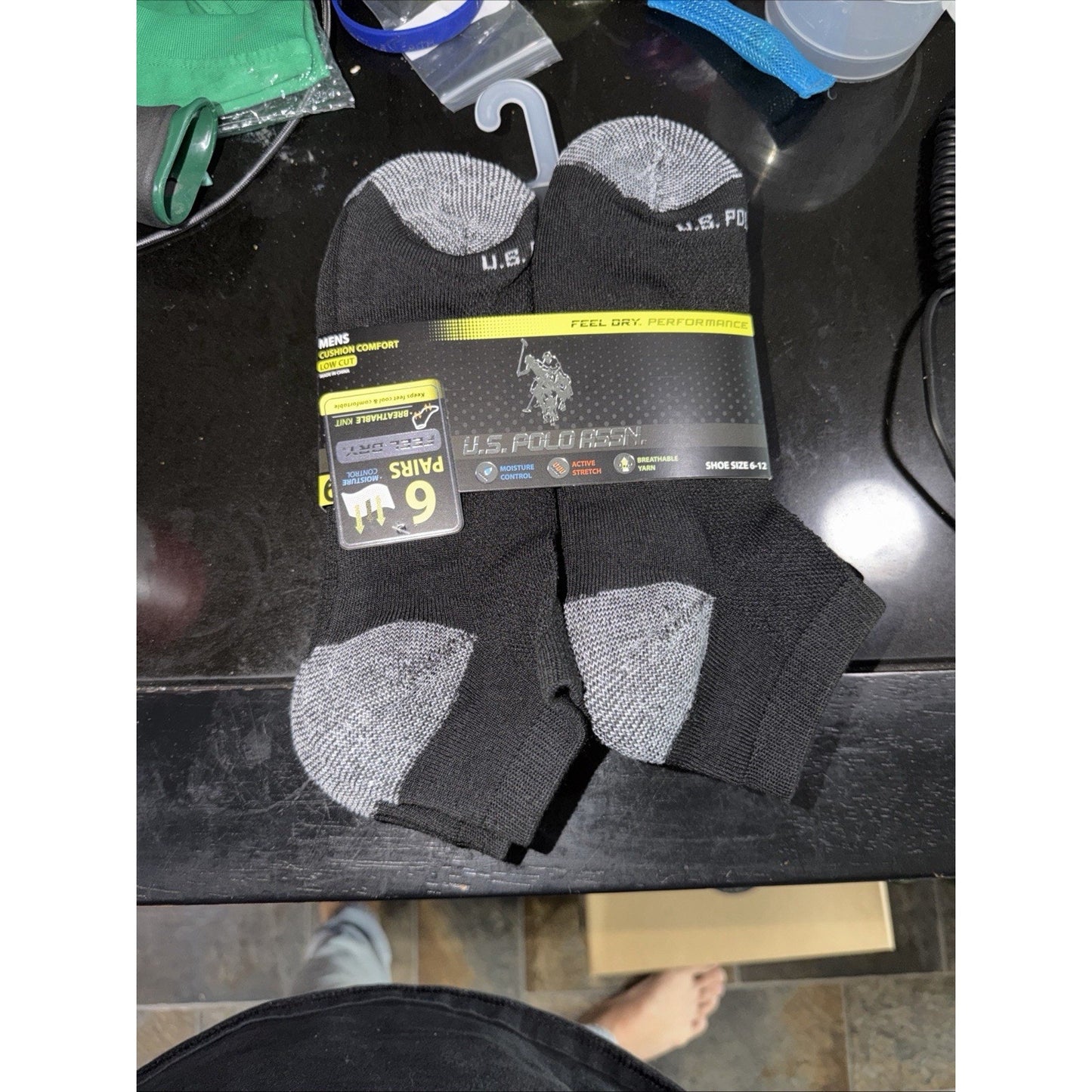 6 Men's U.S. Polo Assn. Low Cut Moisture Control Breathable Socks Shoe Size 6-12