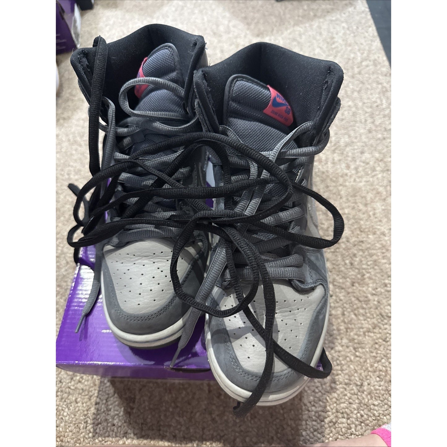 Size 10 - Nike Dunk Pro SB High Medium Grey Pink