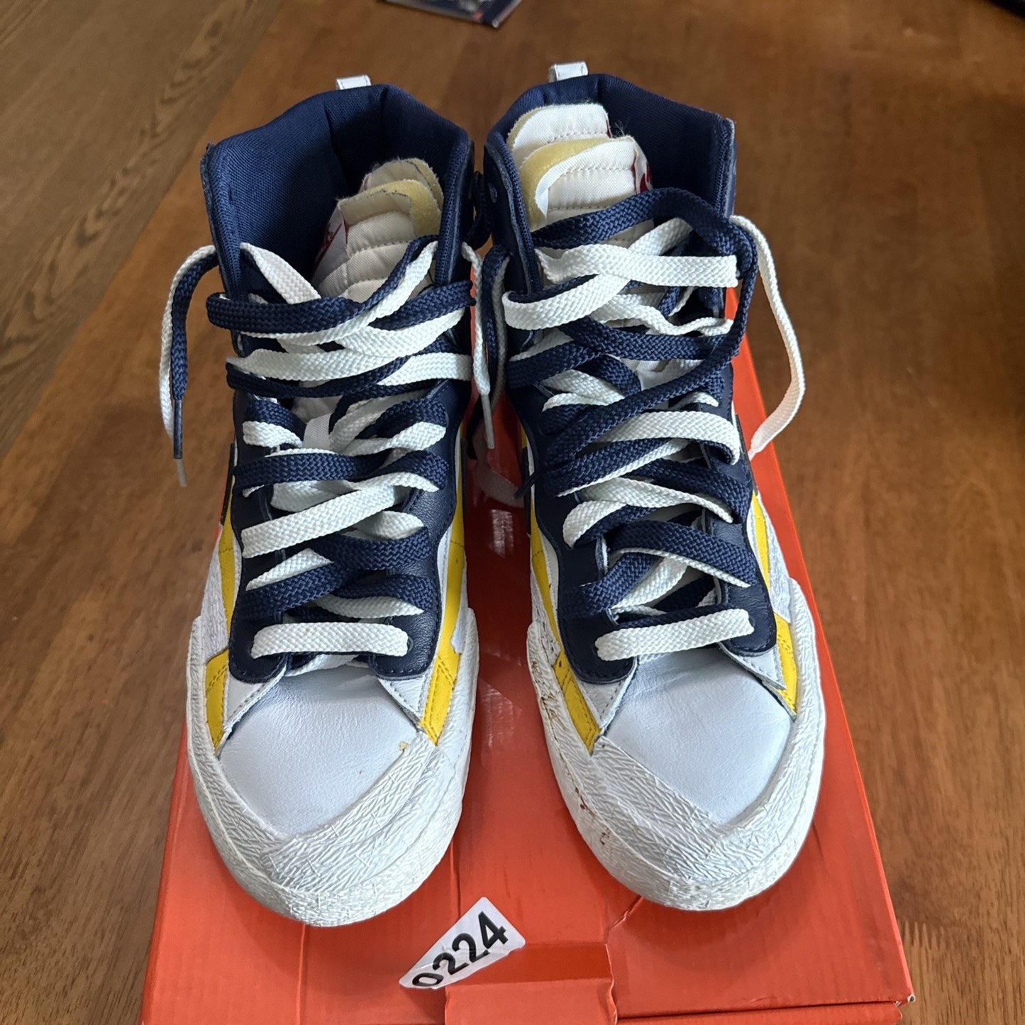 Size 7.5 - Nike sacai x Blazer Mid Maize Navy BS274