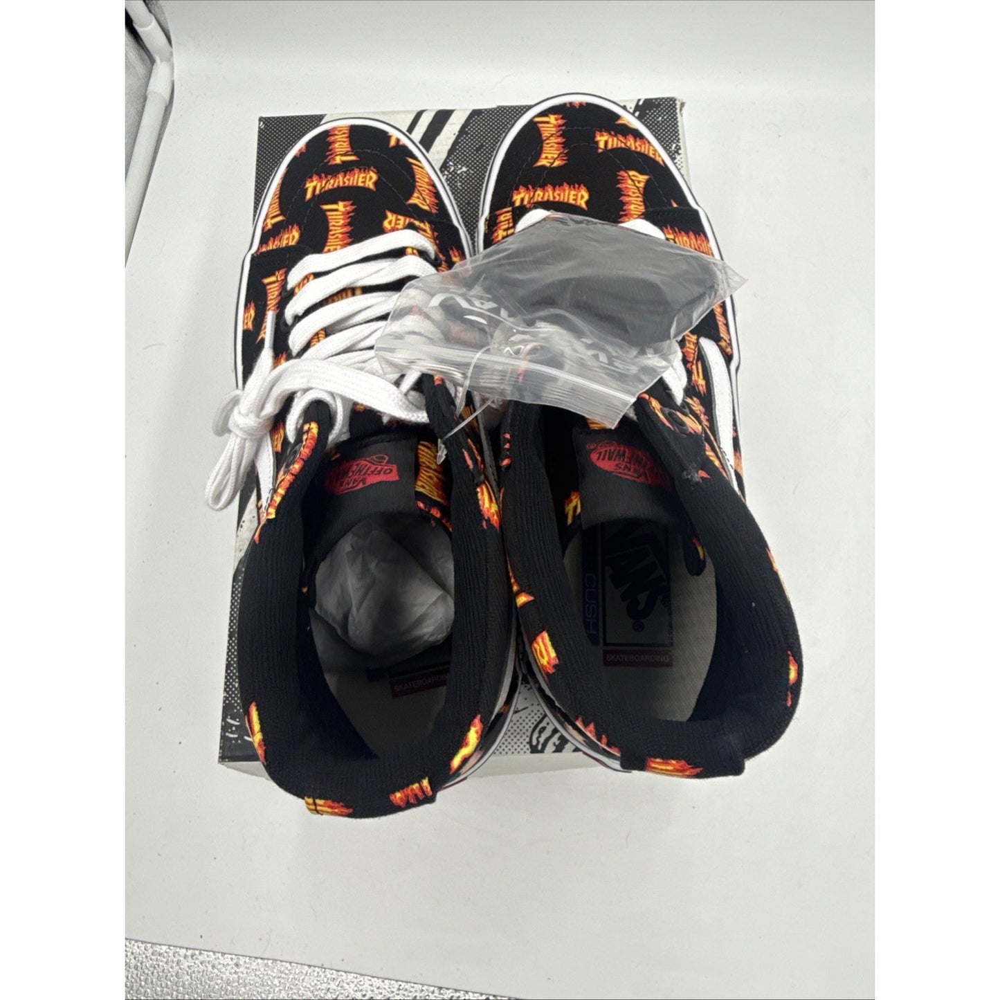 Size 8.5 - VANS Thrasher x Skate Sk8- High Allover Thrasher Logo