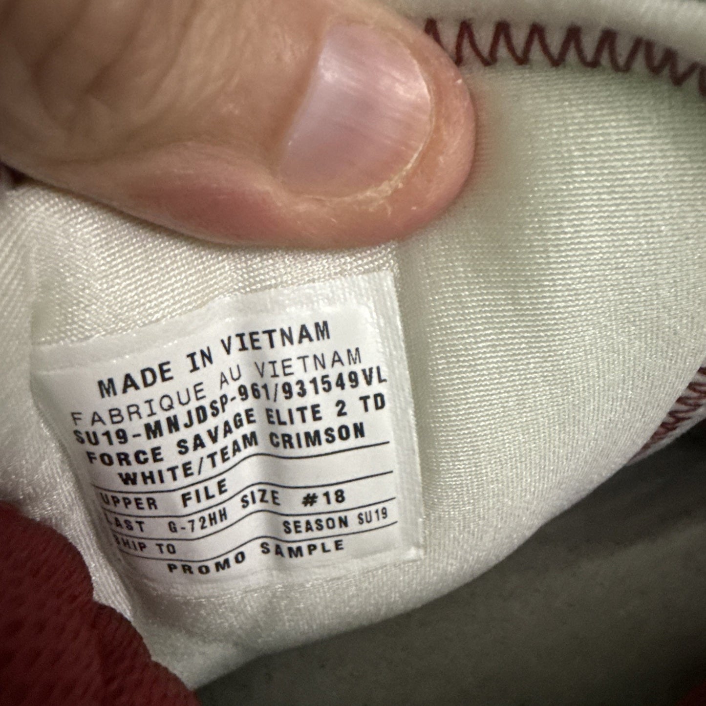 Size 18 Jordan Force Cleat Cv1665-100 Oklahoma University OU“Sample” Pair