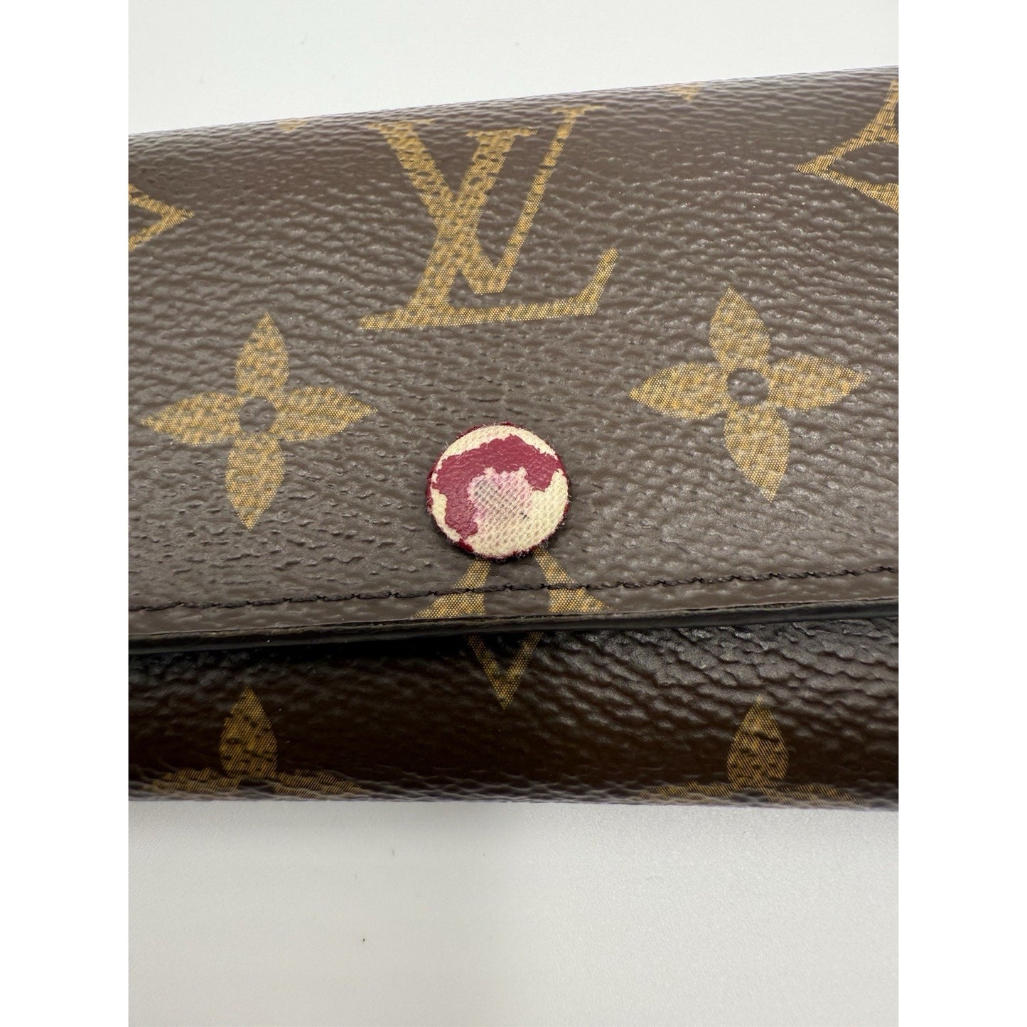 LOUIS VUITTON key case multicle 6 _ monogram canvas BRW_ fuchsia leather Used