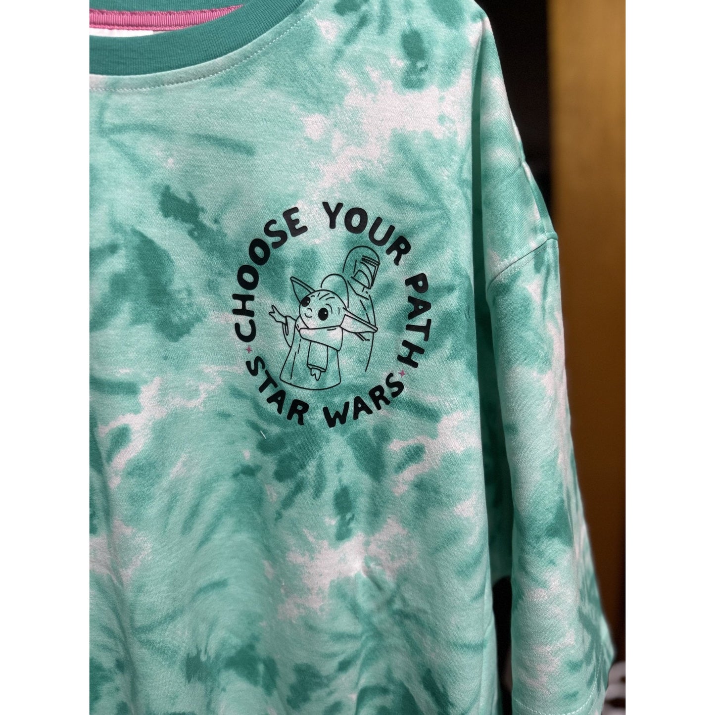 New DISNEY Star Wars Mandalorian Grogu Shirt 'Choose Your Path' Tie Dye