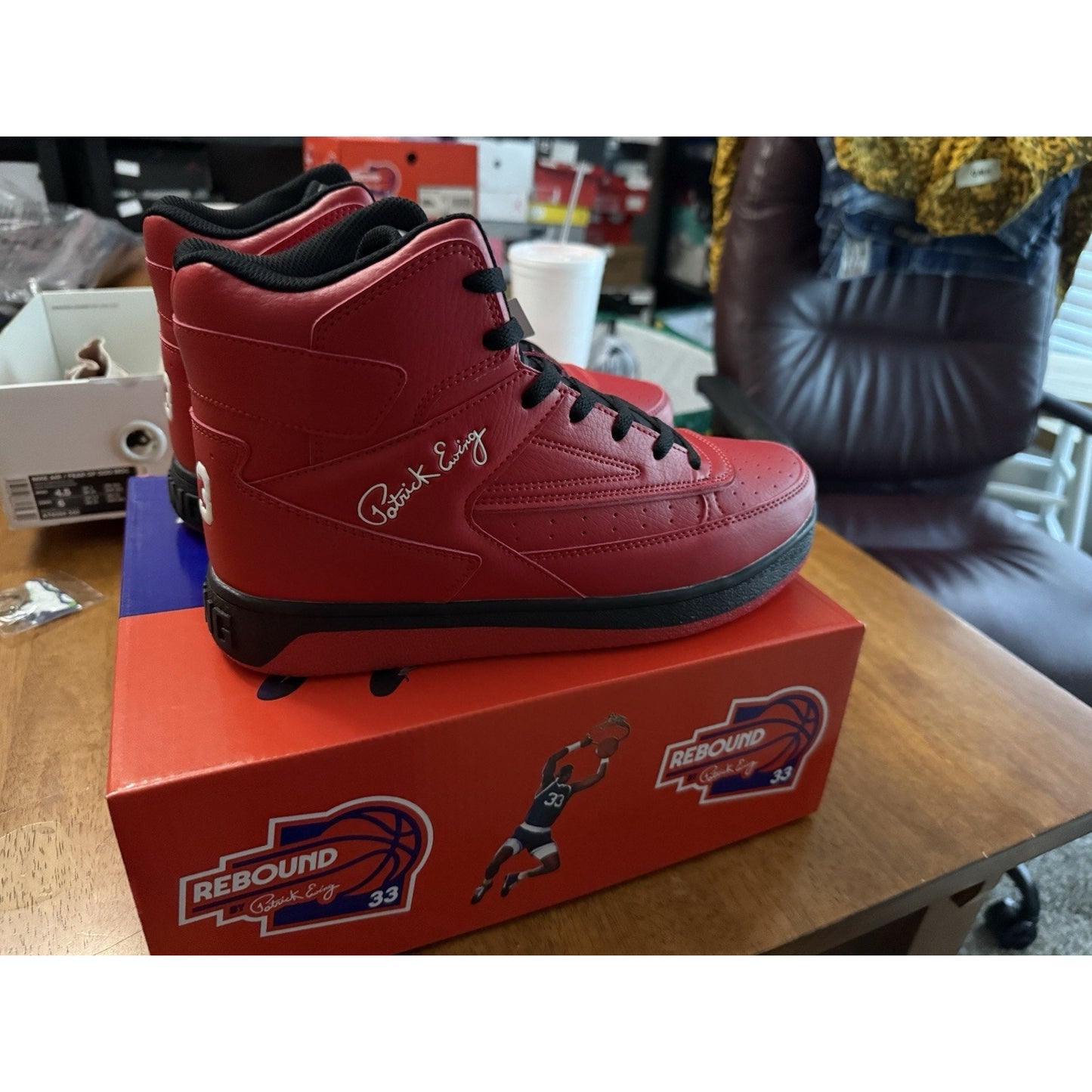 Siz 9.5 Patrick Ewing Orion Non-Strap Red Shoes BS382