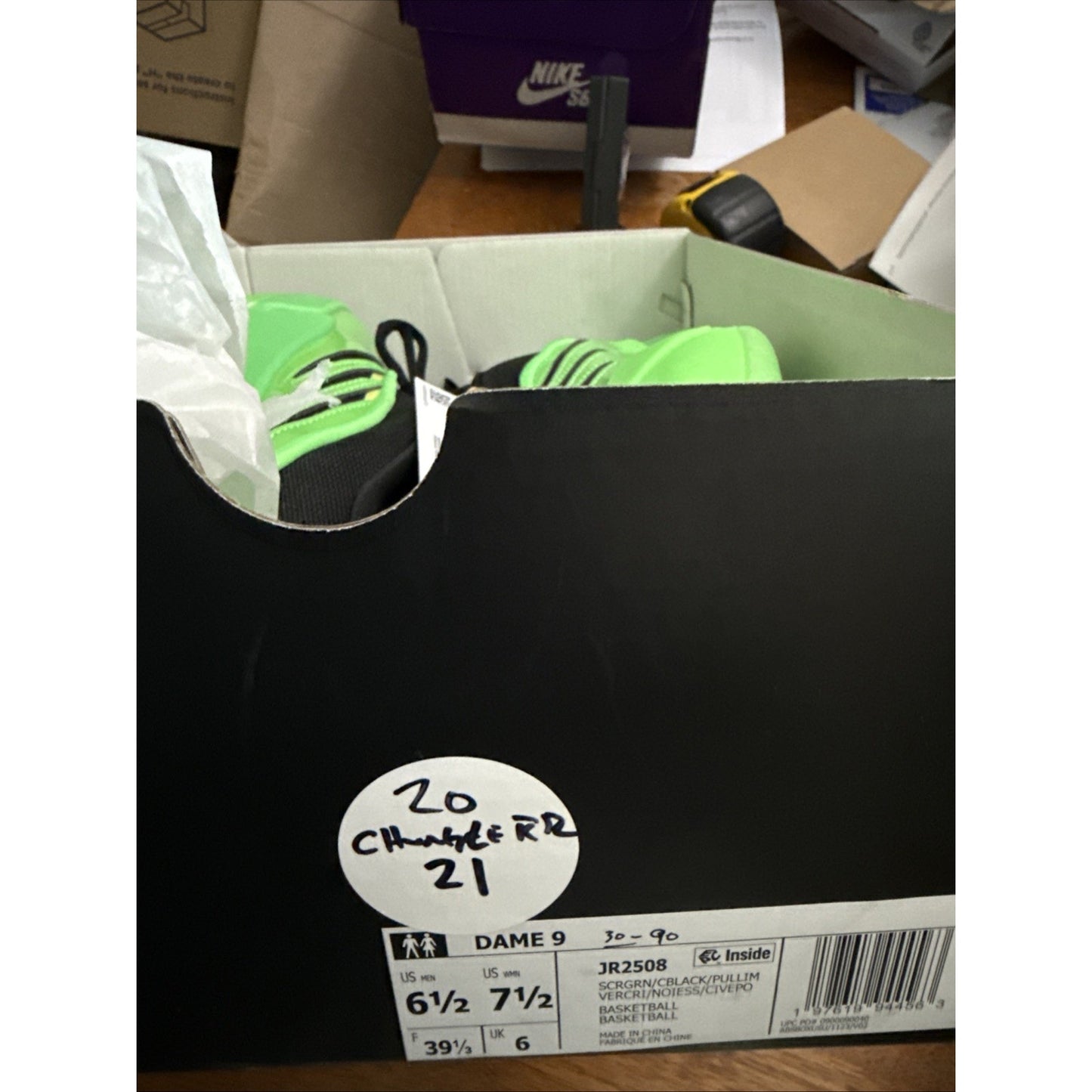 adidas Dame 6.5 Screaming Green/Core Black Men's Sneakers Synthetic JR2508