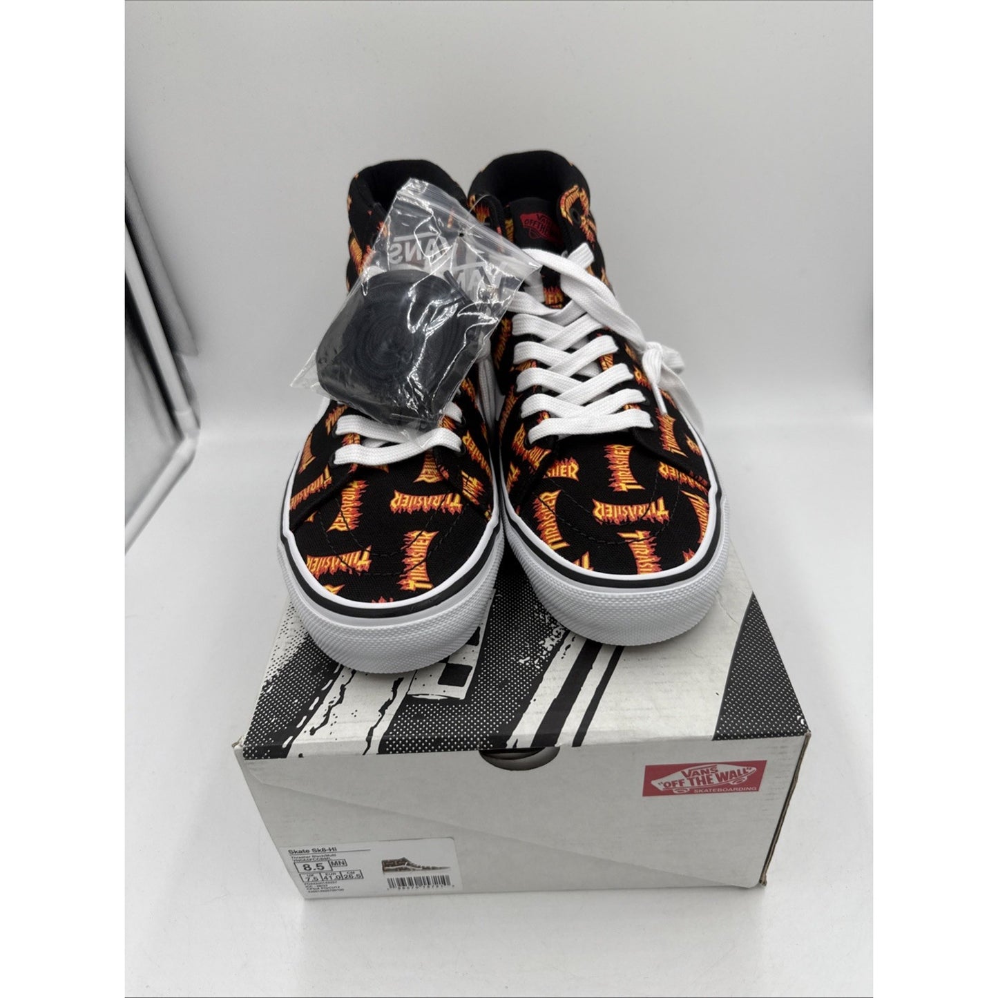 Size 8.5 - VANS Thrasher x Skate Sk8- High Allover Thrasher Logo