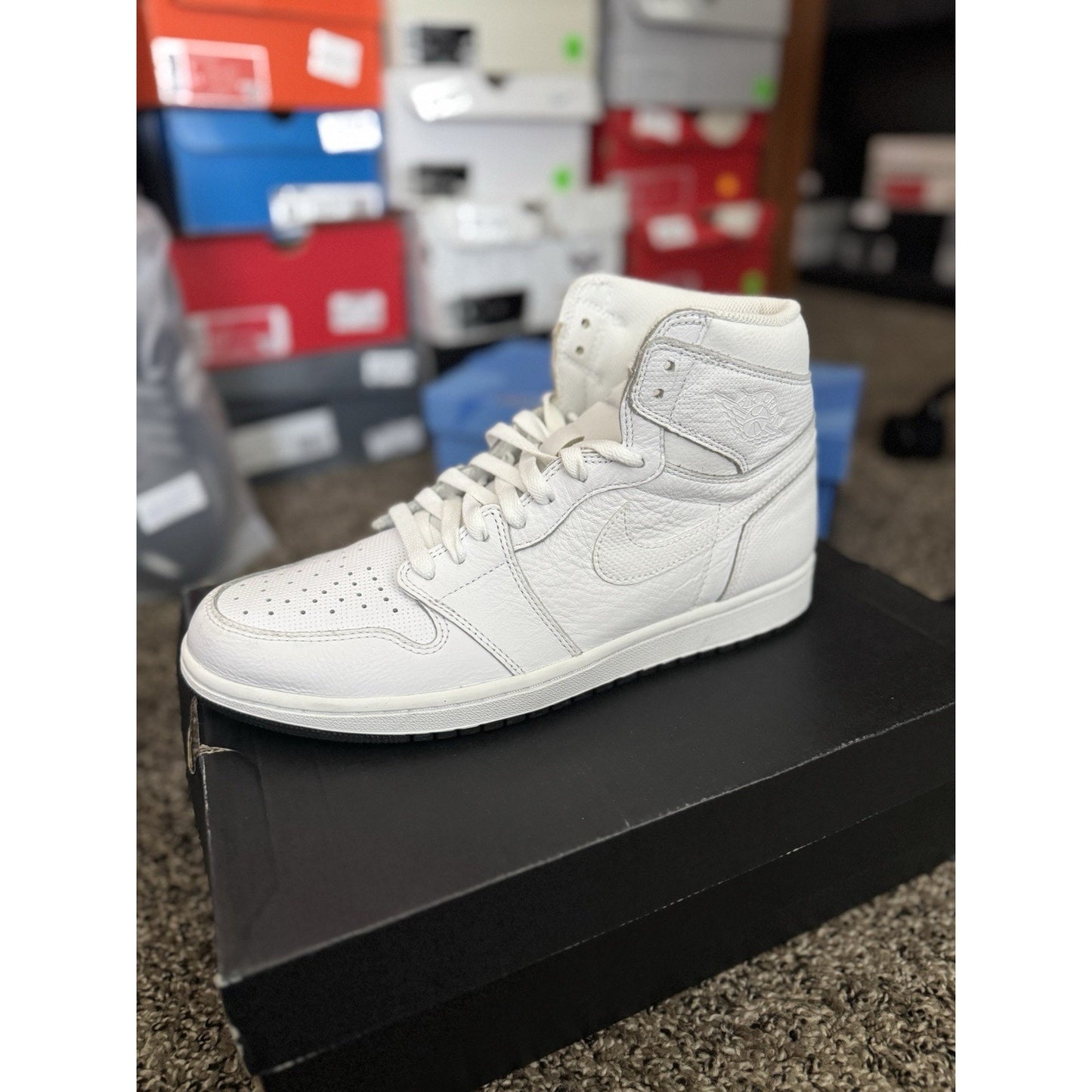 Size 10.5 - Air Jordan 1 Retro OG High White Perforated