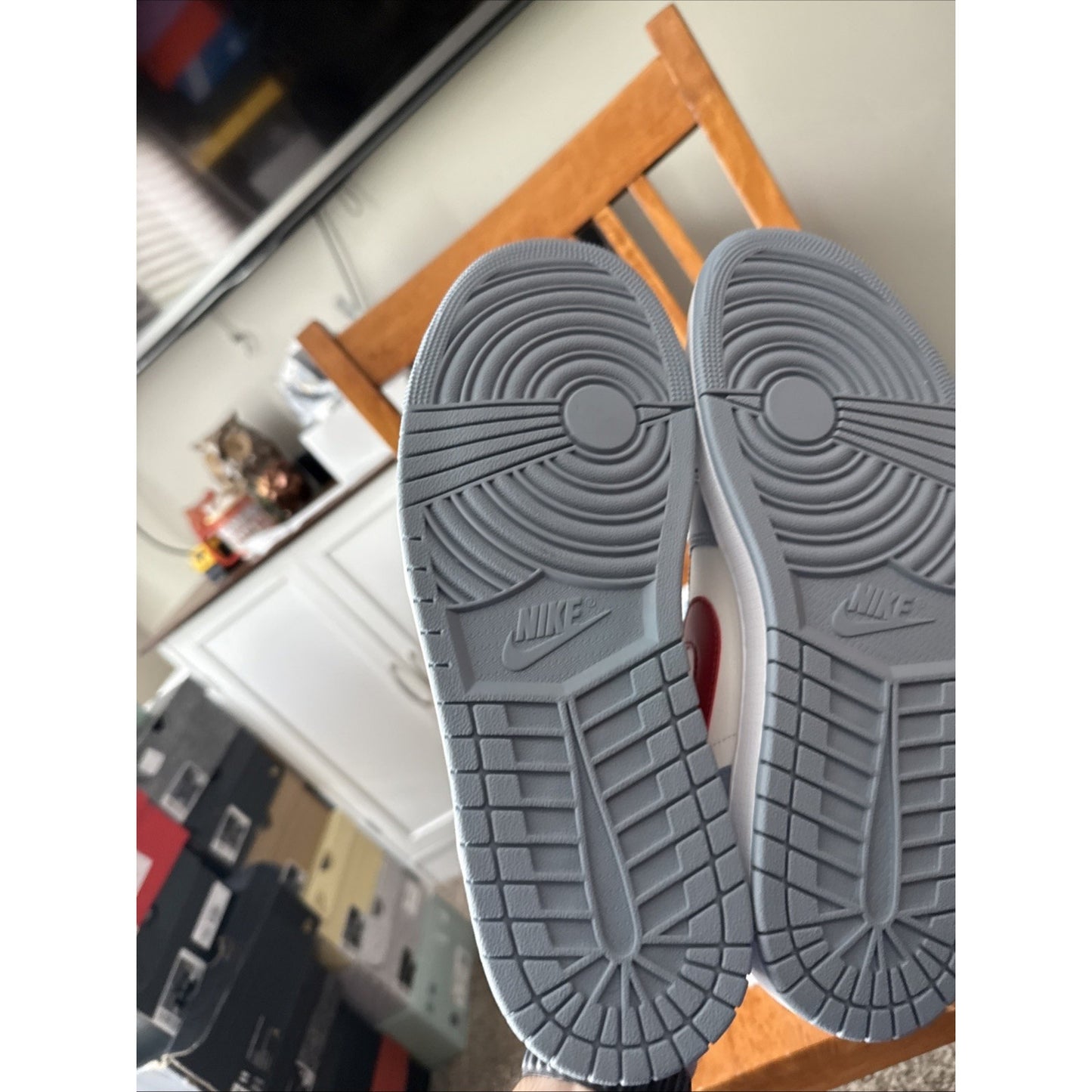 Size 12 Women's Air Jordan 1 Low Sail/Dune Red-Blue Grey-White BS088