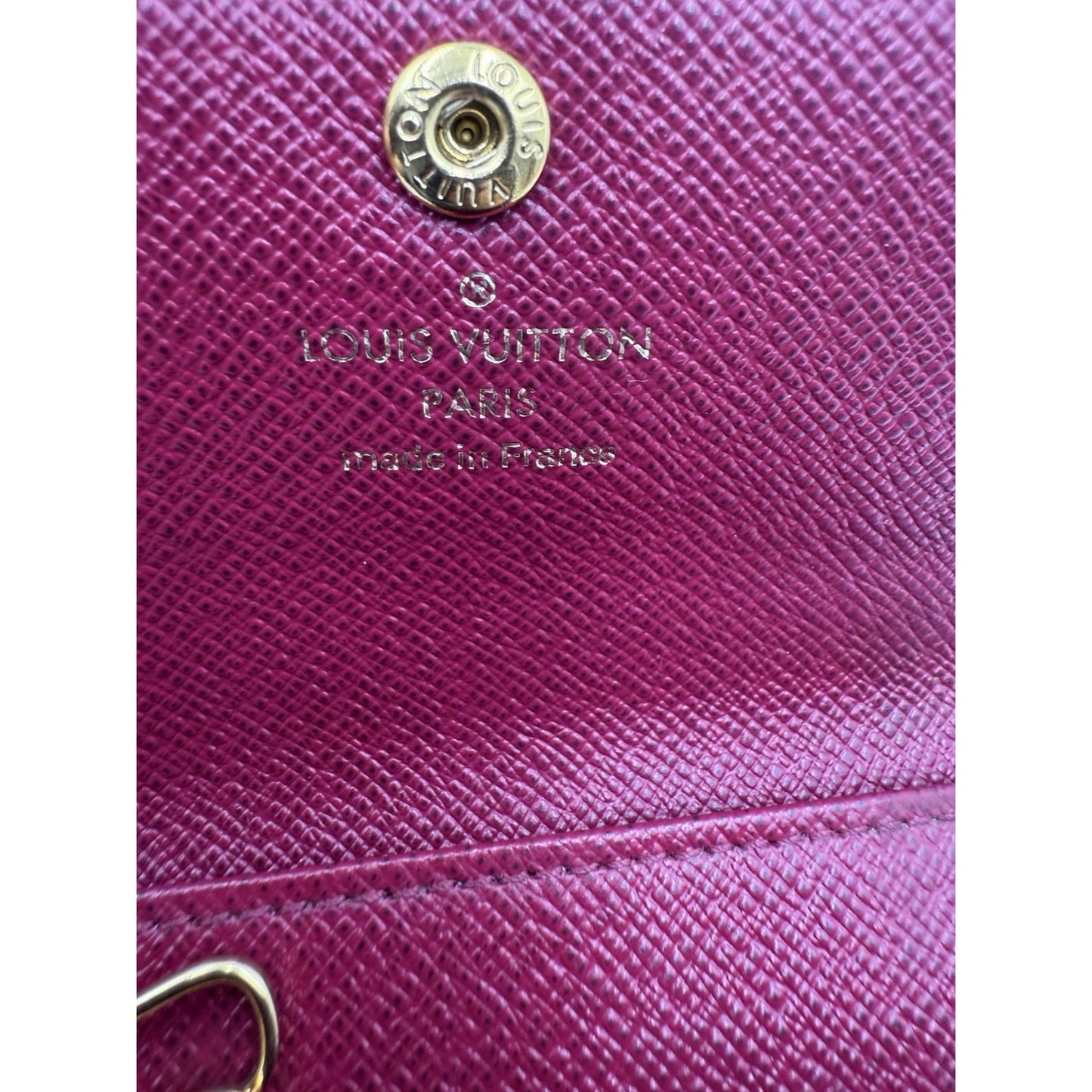 LOUIS VUITTON key case multicle 6 _ monogram canvas BRW_ fuchsia leather Used