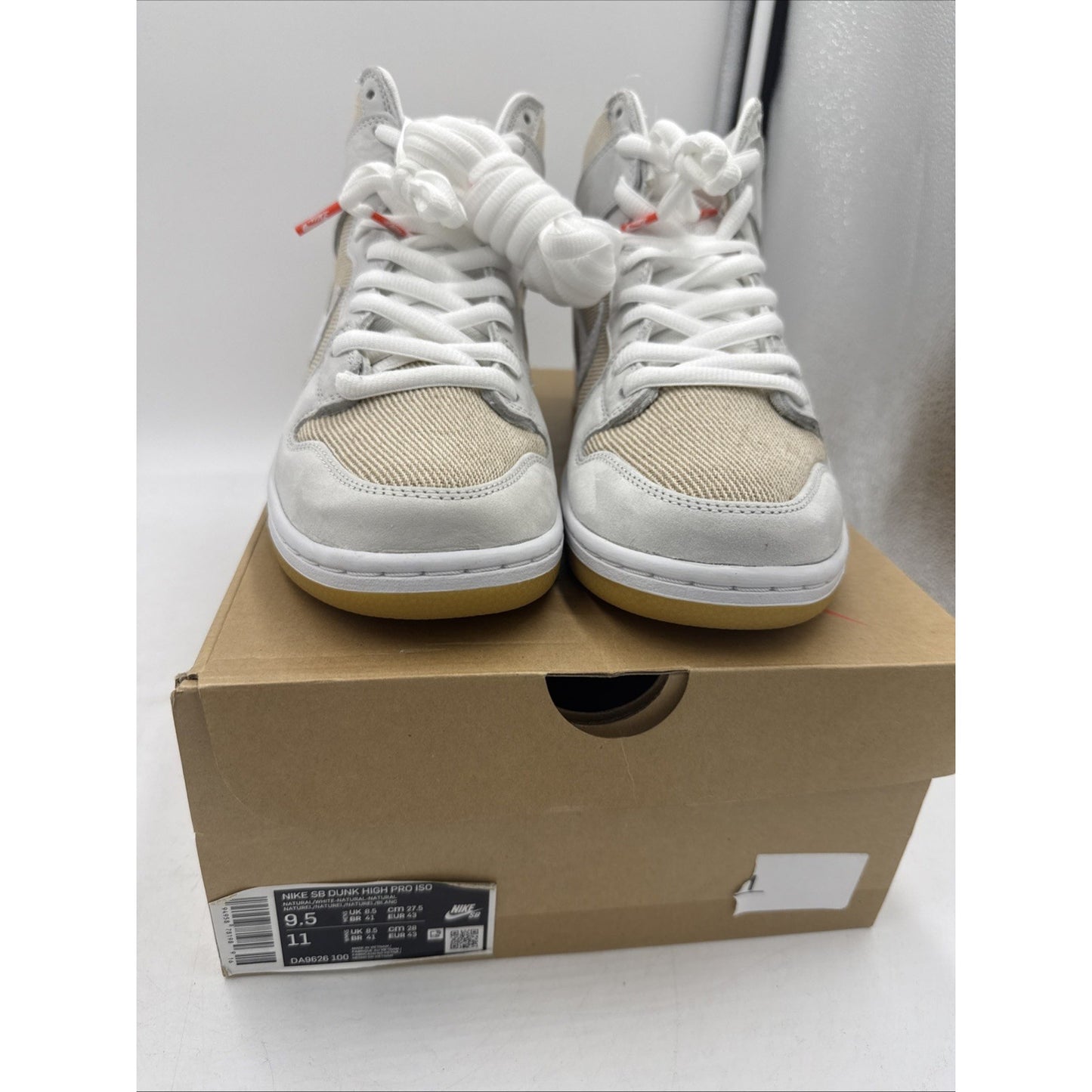 Size 9.5 - Nike Dunk Pro ISO SB High Unbleached Pack - Natural