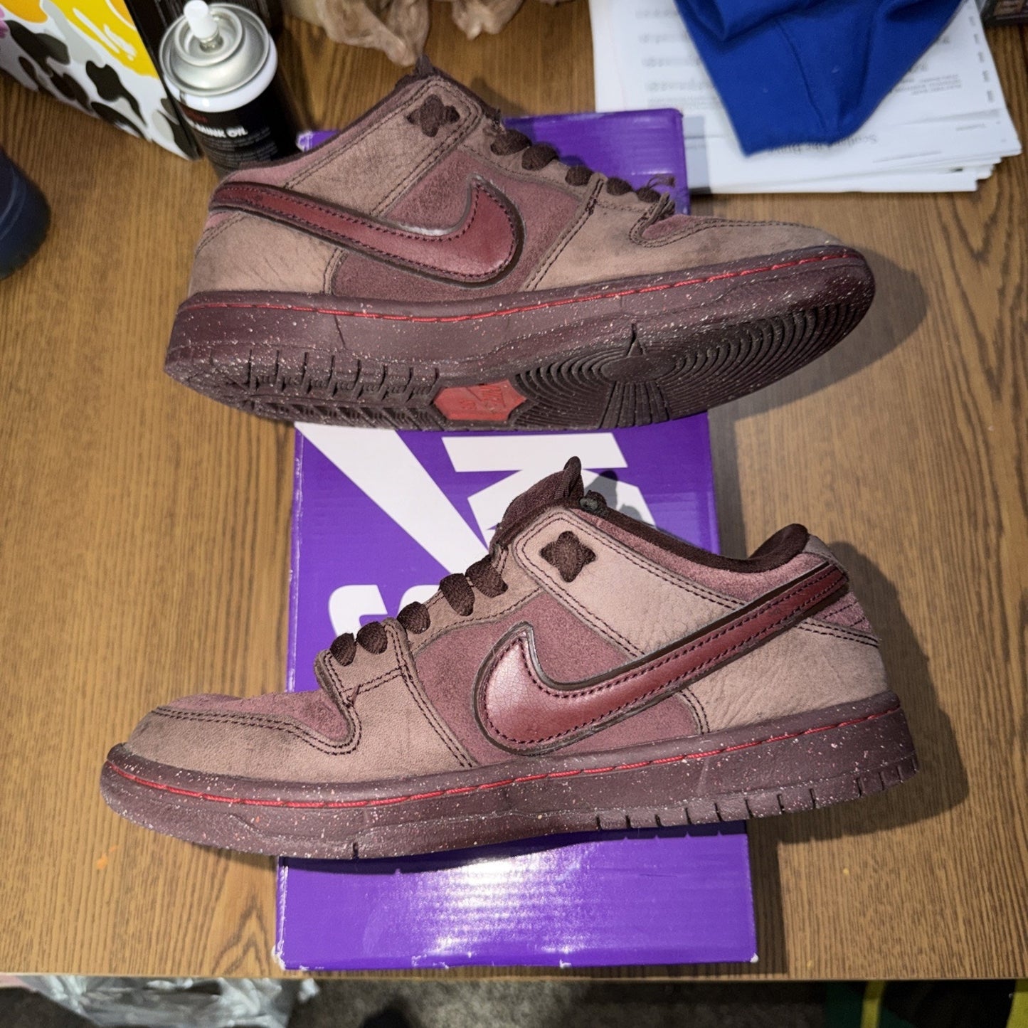 Nike SB Dunk Low PRM City of Love Burgundy Crush Suede Sneakers Size 6M WITH BOX
