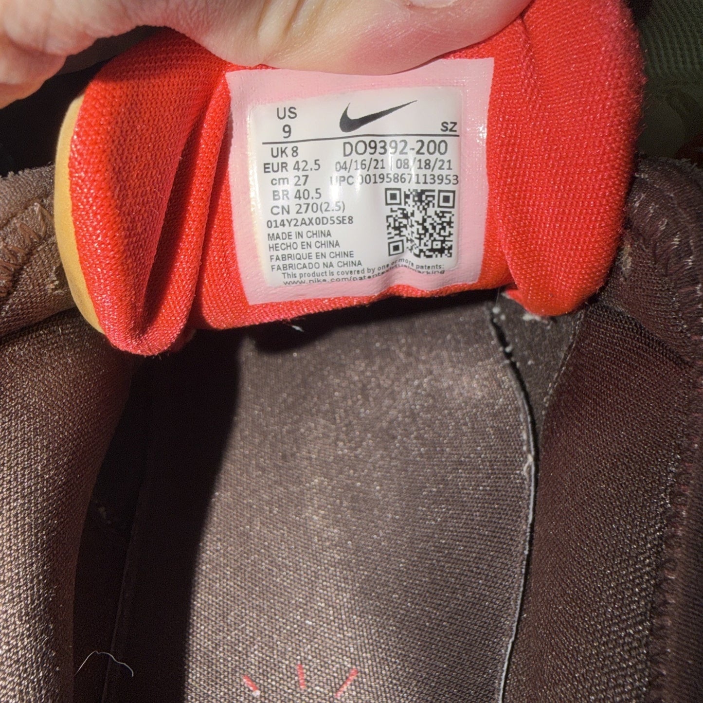 Size 9 - Nike Air Max 1 x Travis Scott Low Baroque Brown