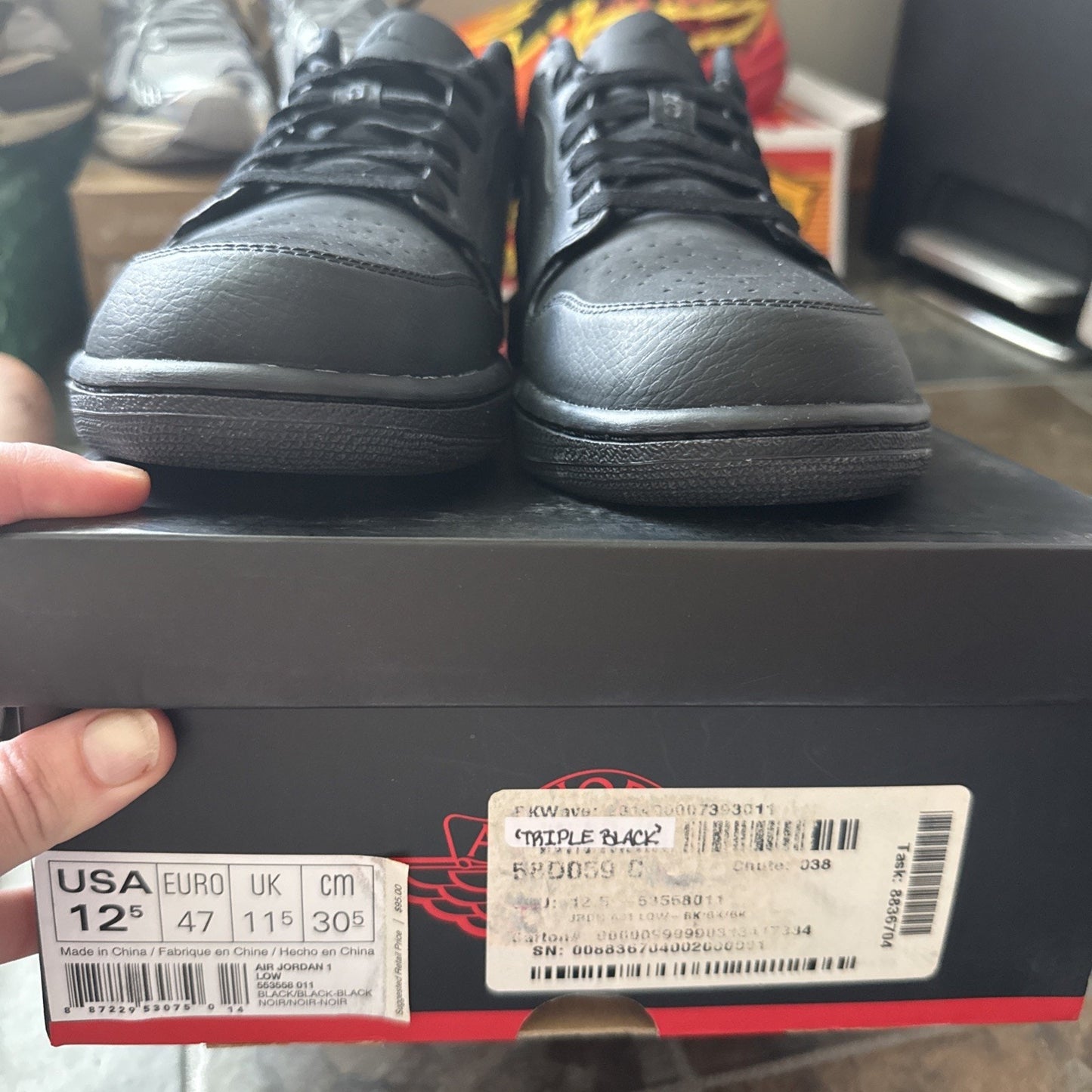 Size 12.5 - Air Jordan 1 Retro Low Triple Black