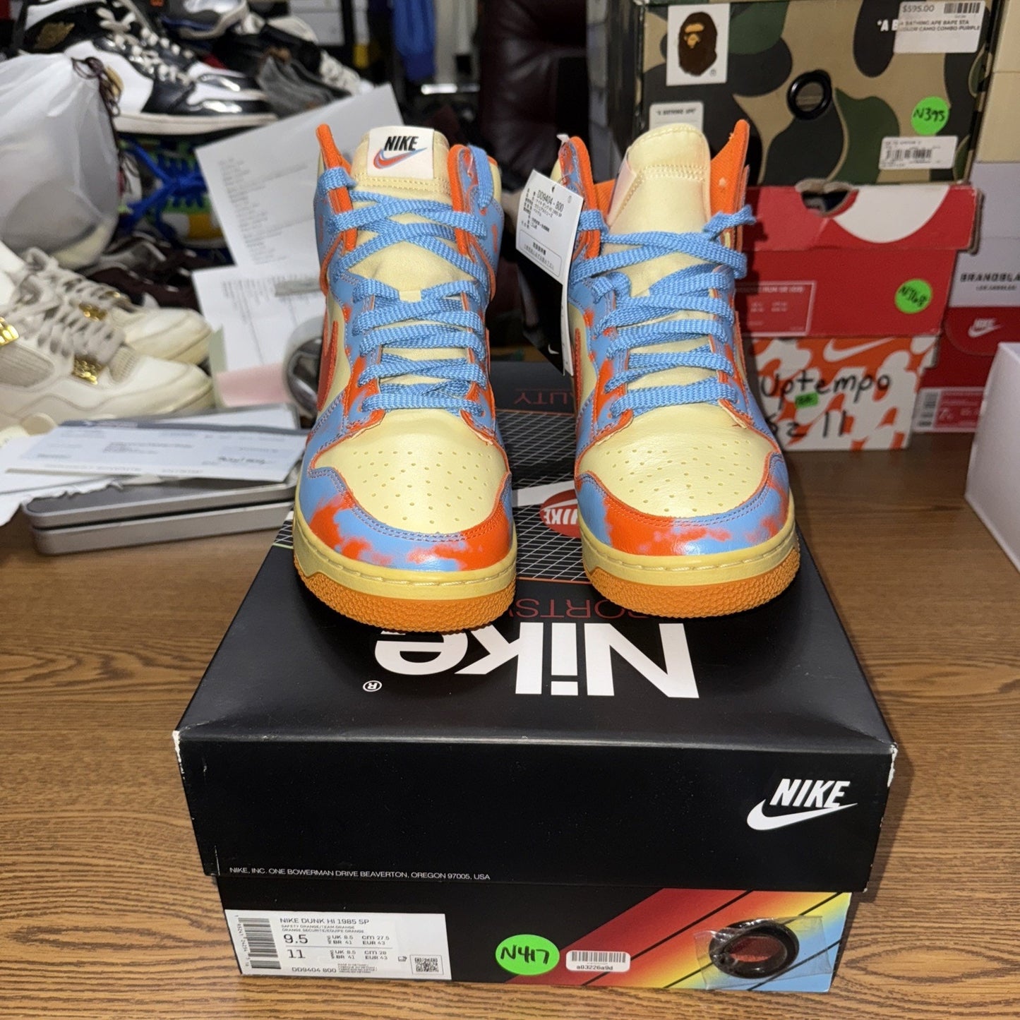 Size 9.5 - Nike Dunk 1985 High Orange Acid Wash