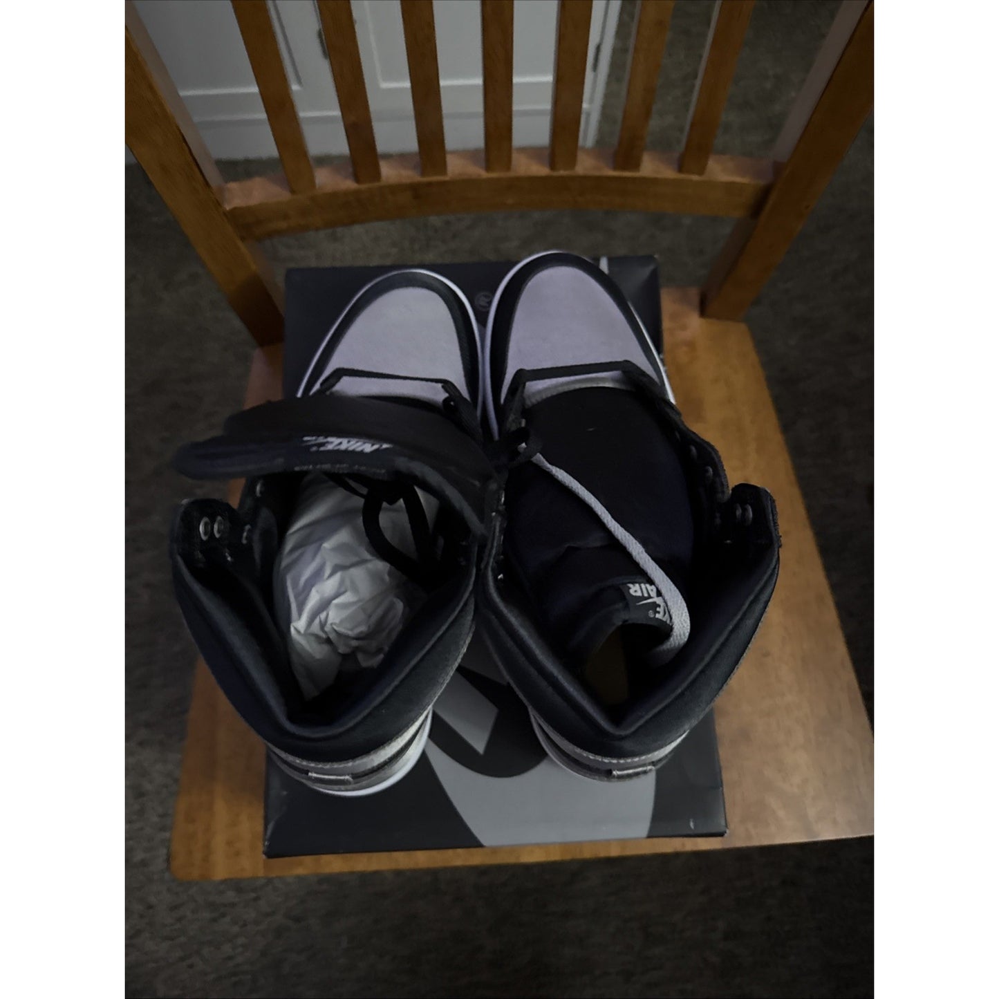 Nike Jordan 1 High Satin Shadow Womens Size 12 Black Medium Grey BS121